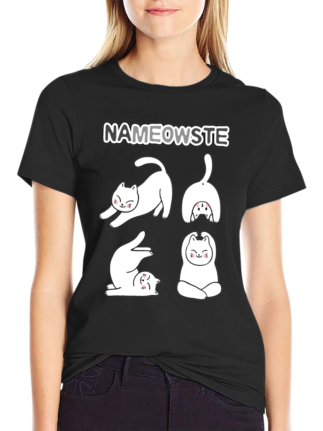 Nameowste Yoga Cats Graphic T-Shirt