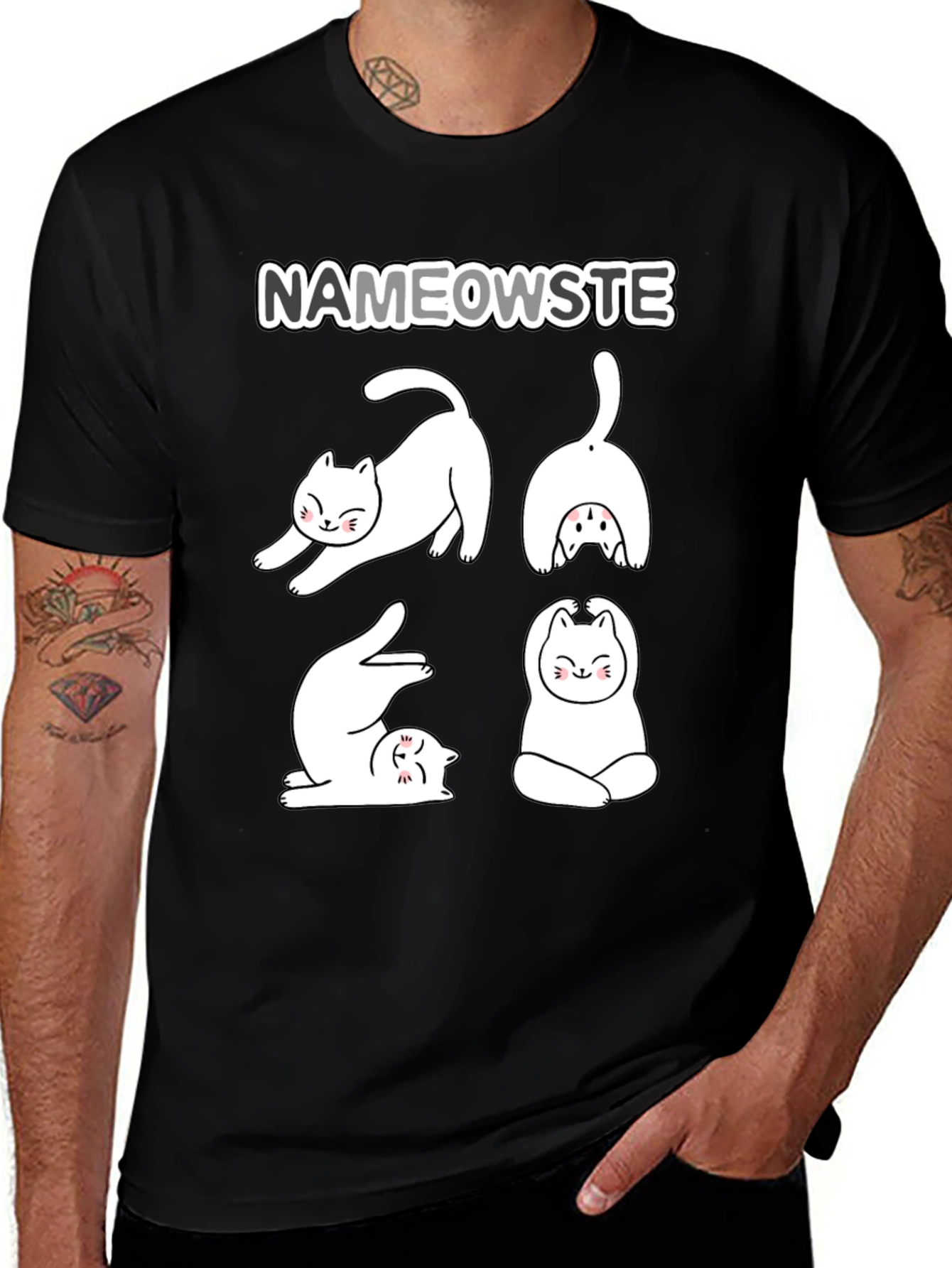 Nameowste Yoga Cats Graphic T-Shirt