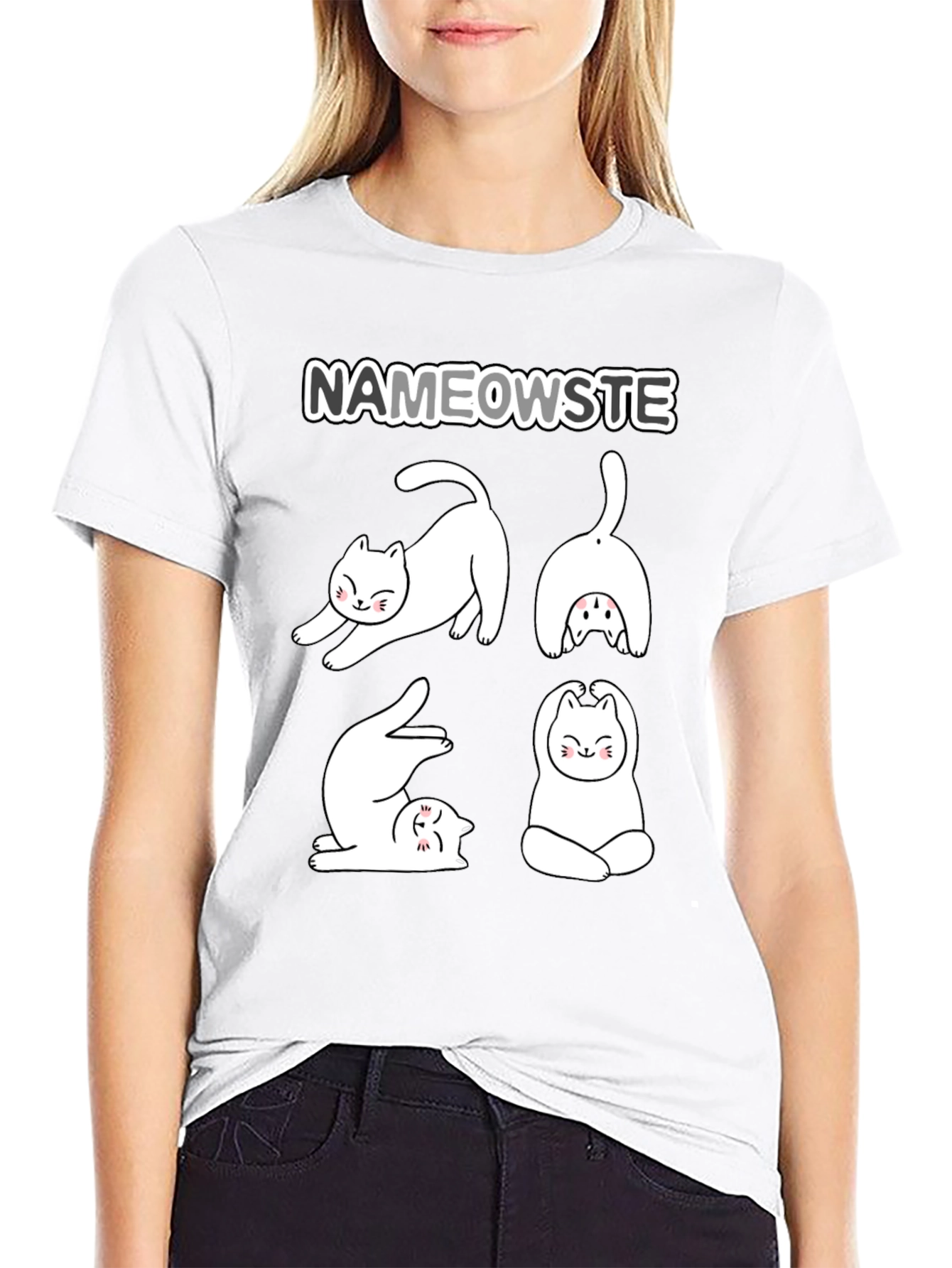 Nameowste Yoga Cats Graphic T-Shirt