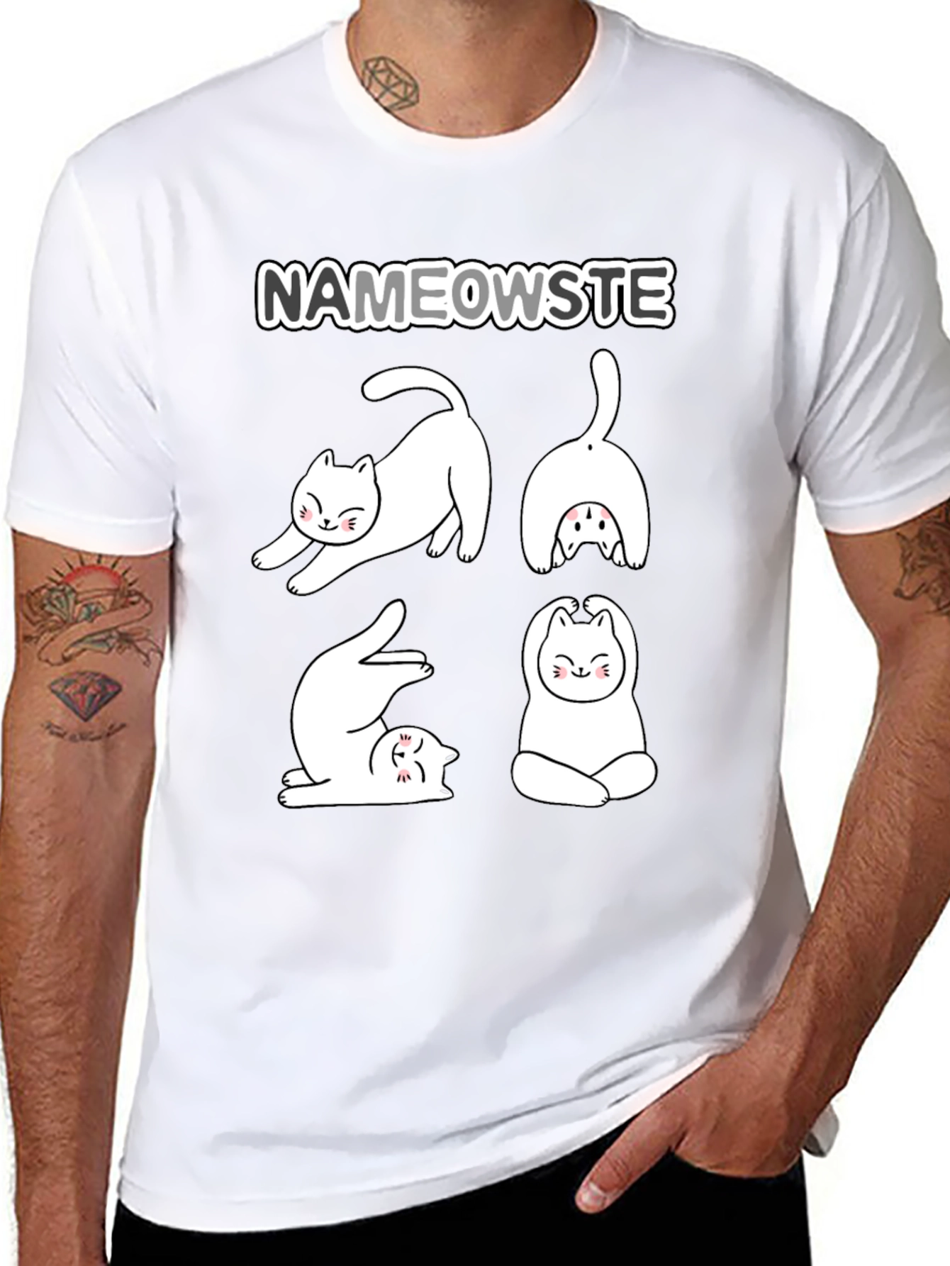 Nameowste Yoga Cats Graphic T-Shirt