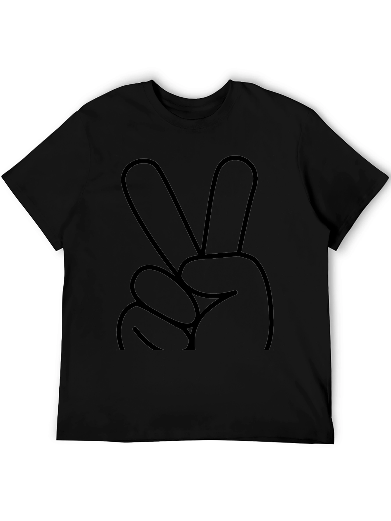 Peace Sign Graphic Tee - Mens Casual Black T-Shirt