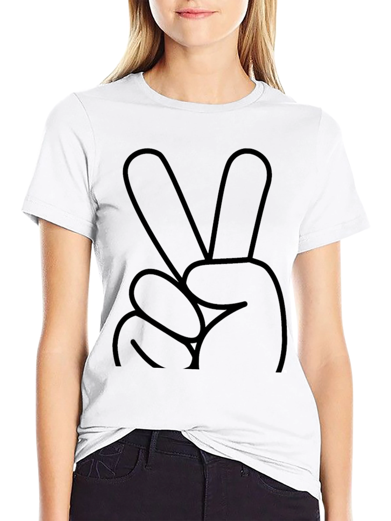 Peace Sign Graphic Tee - Mens Casual Black T-Shirt