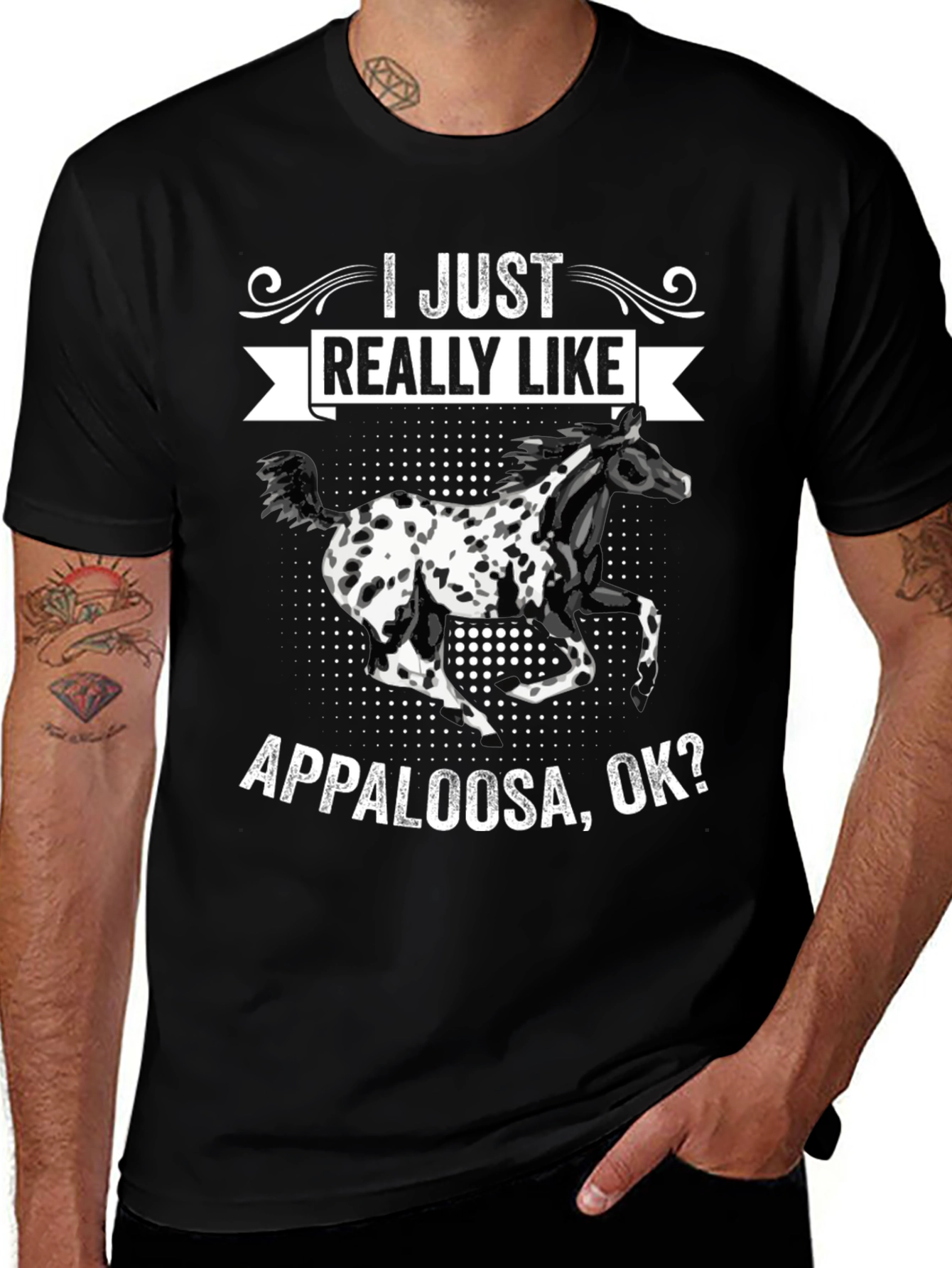 Appaloosa Horse Graphic Tee - Black Cotton T-Shirt