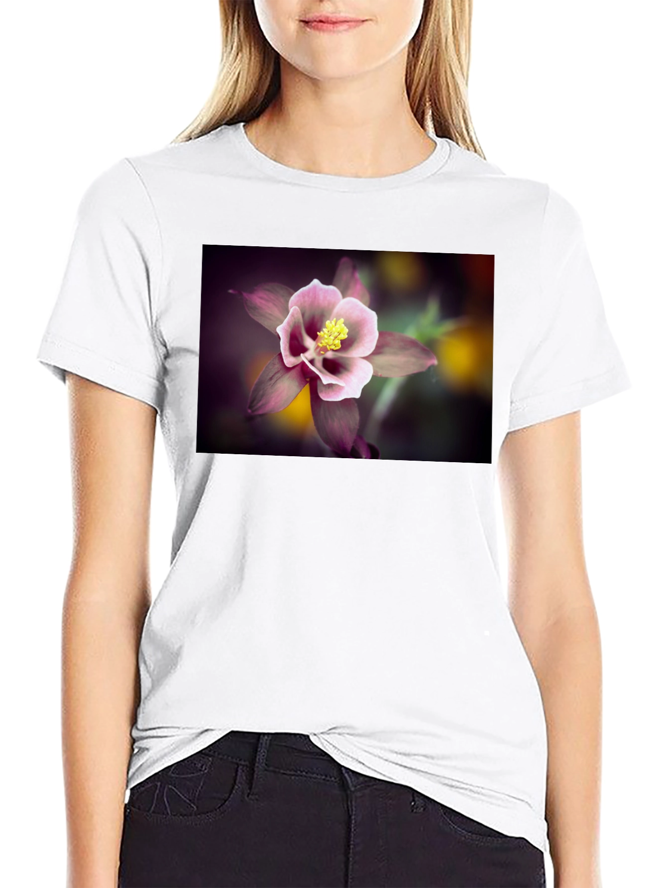 Floral T-Shirt - Columbine Flower Design