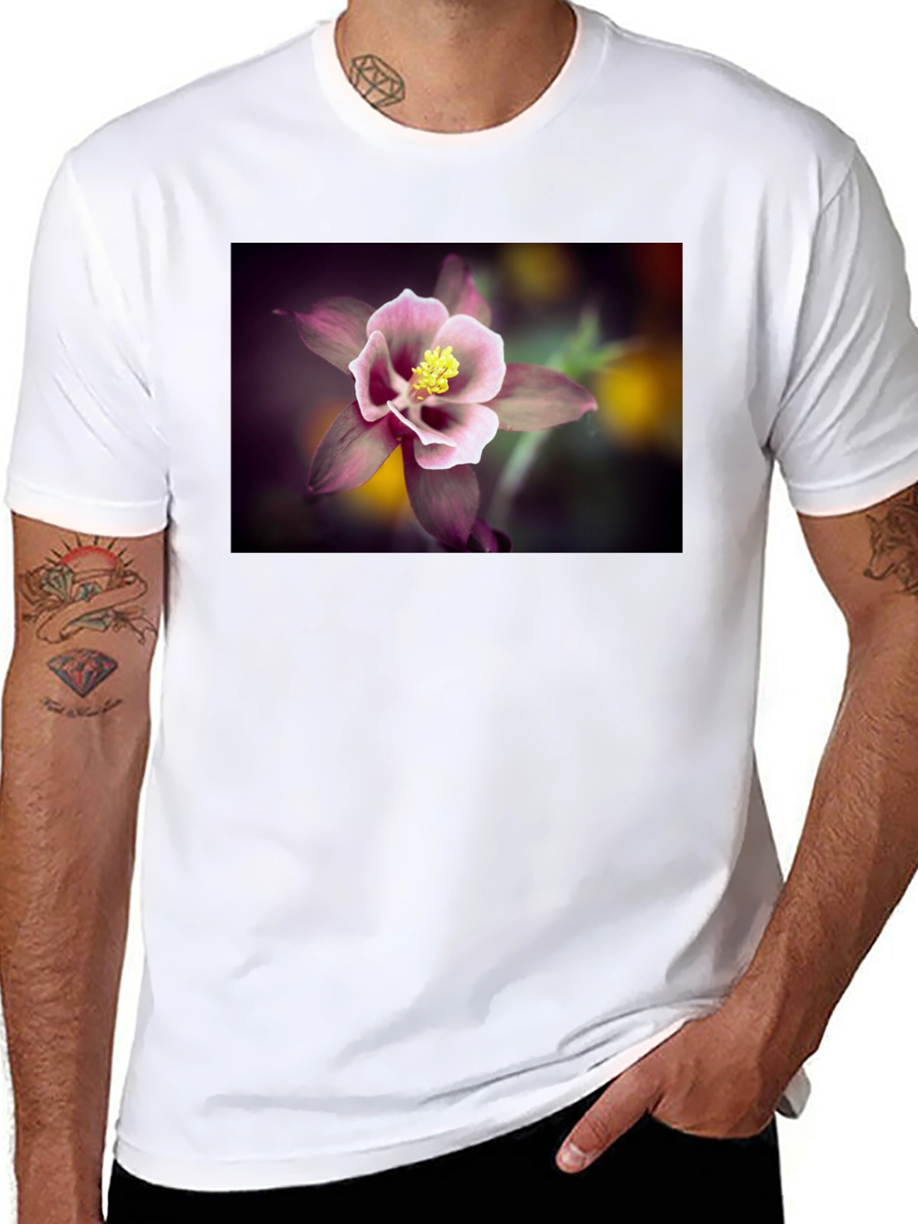 Floral T-Shirt - Columbine Flower Design