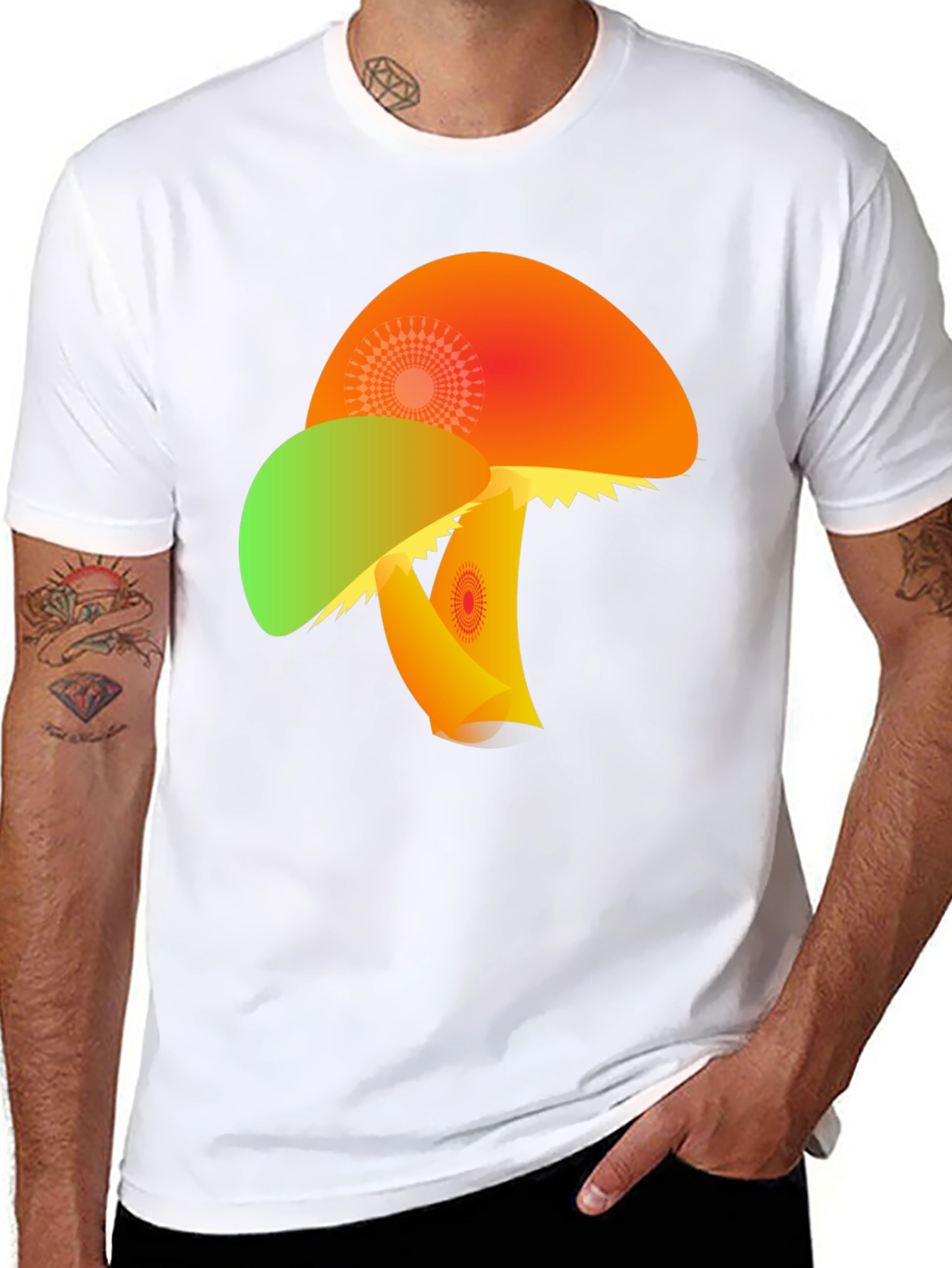 Funky Mushroom Graphic Tee - Black T-Shirt