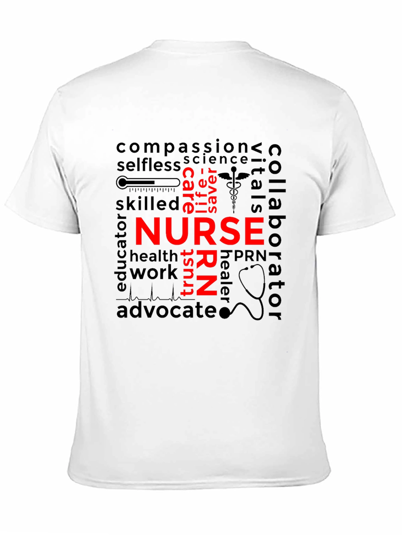 Nurse Word Art T-Shirt - Black Unisex