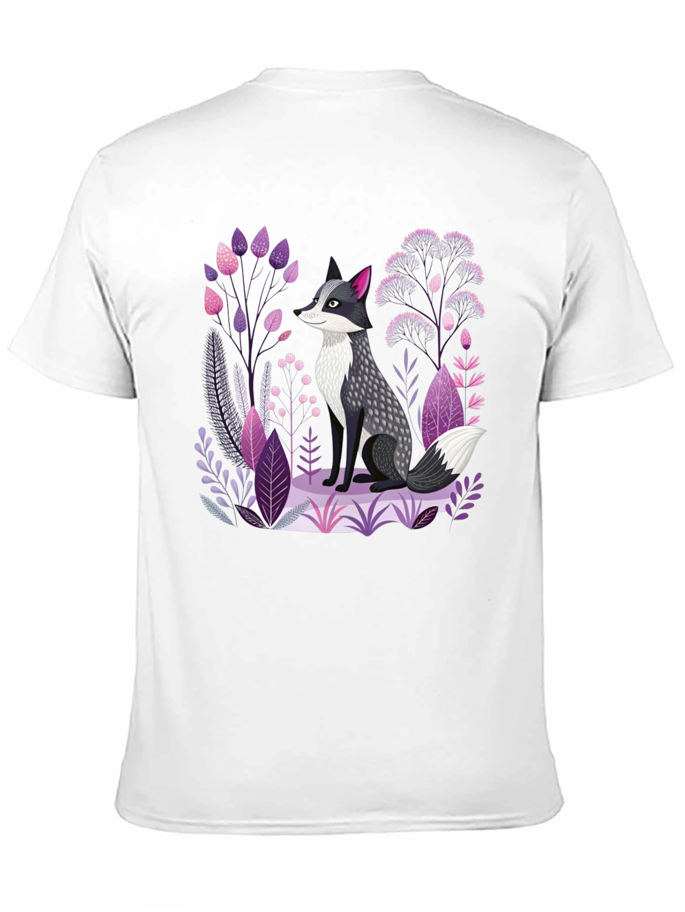 Fox & Floral Graphic Print Black T-Shirt