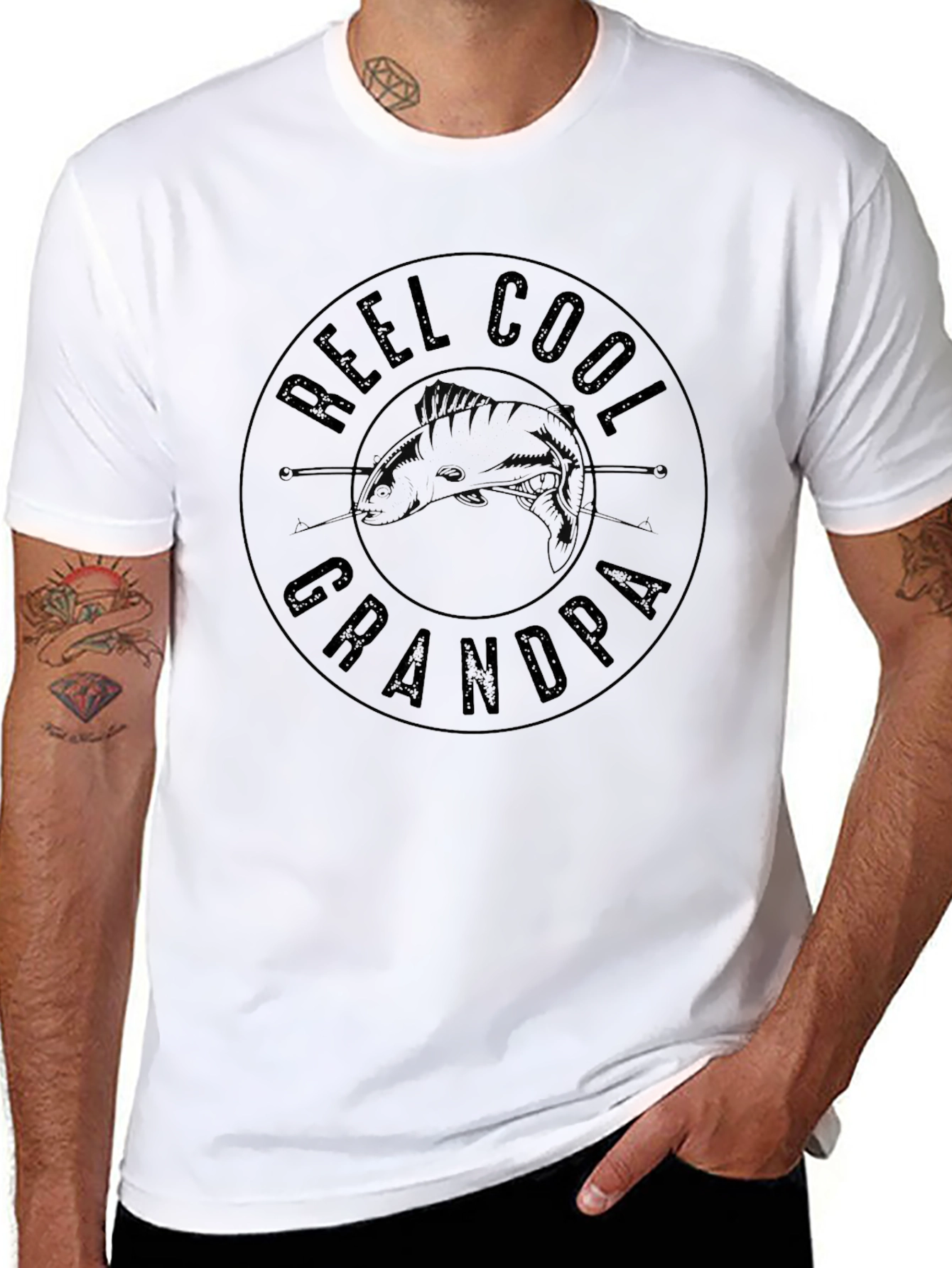 Reel Cool Grandpa Fishing Graphic T-Shirt