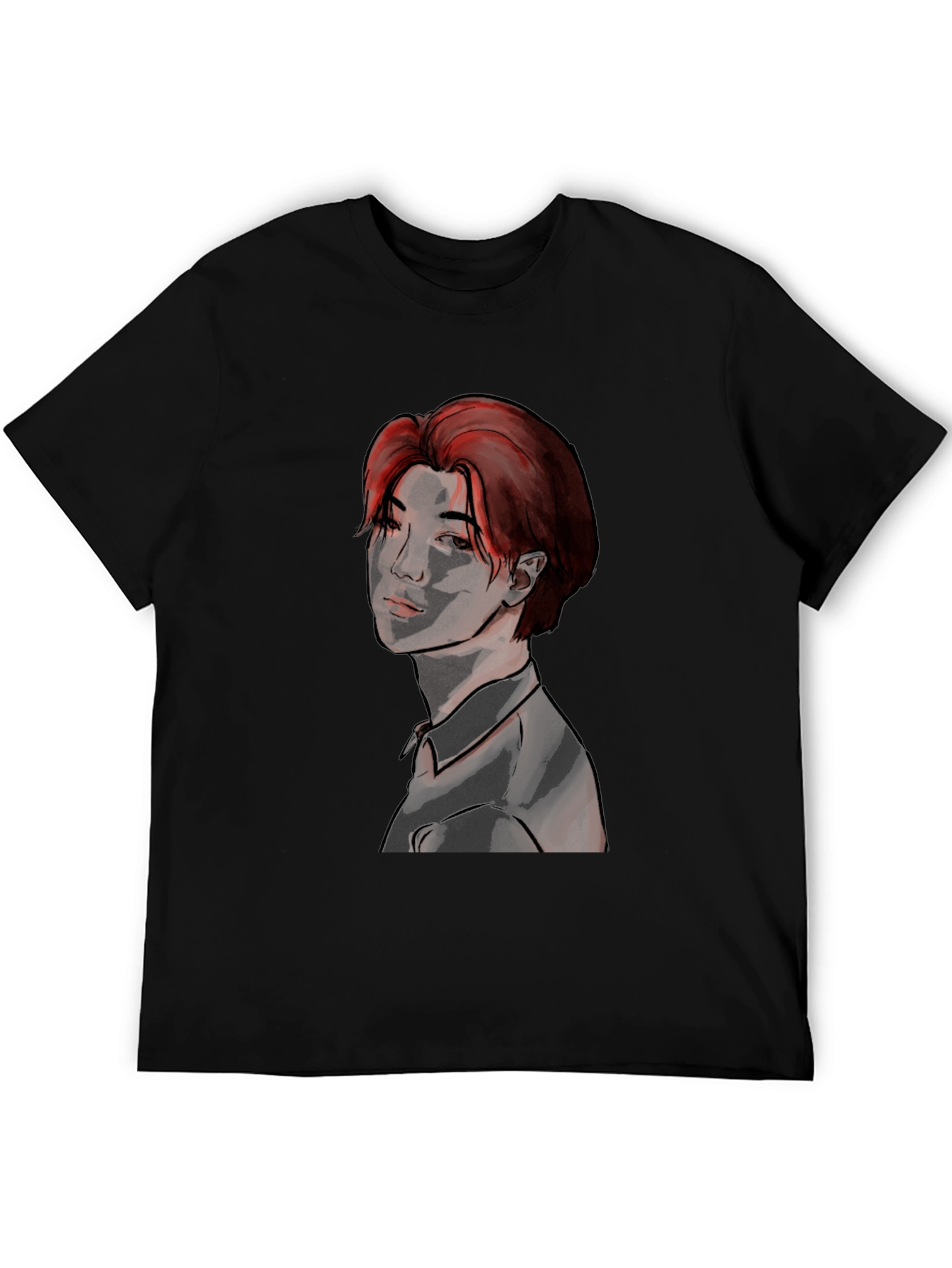 Graphic Print T-Shirt with Red Hair Character
