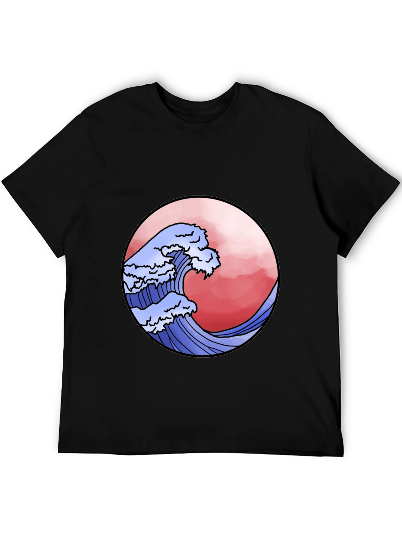 Wave Design Black T-Shirt