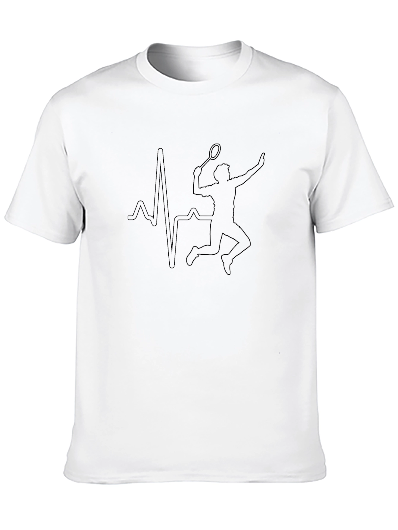 Badminton Heartbeat T-Shirt - Black