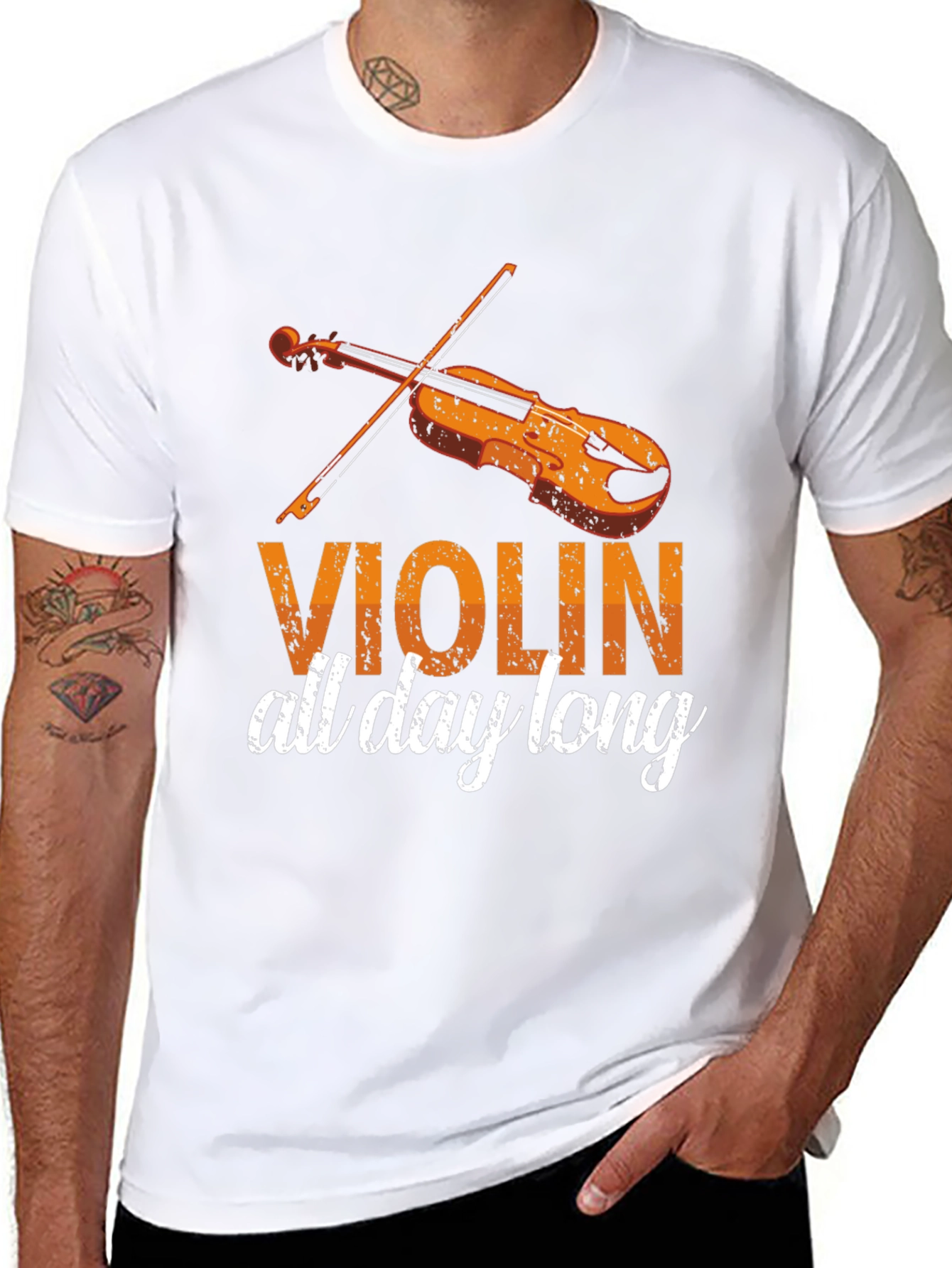 Violin All Day Long Black Graphic Tee
