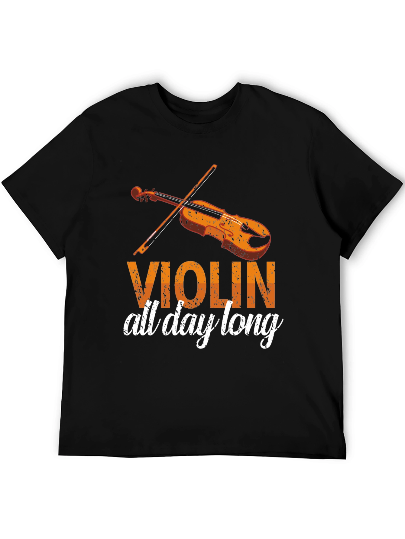 Violin All Day Long Black Graphic Tee