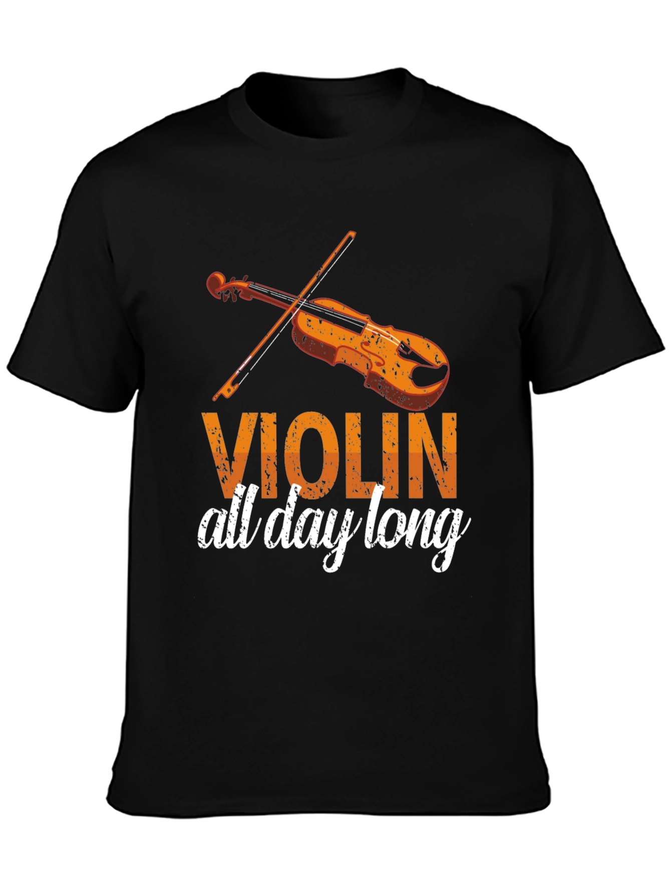 Violin All Day Long Black Graphic Tee