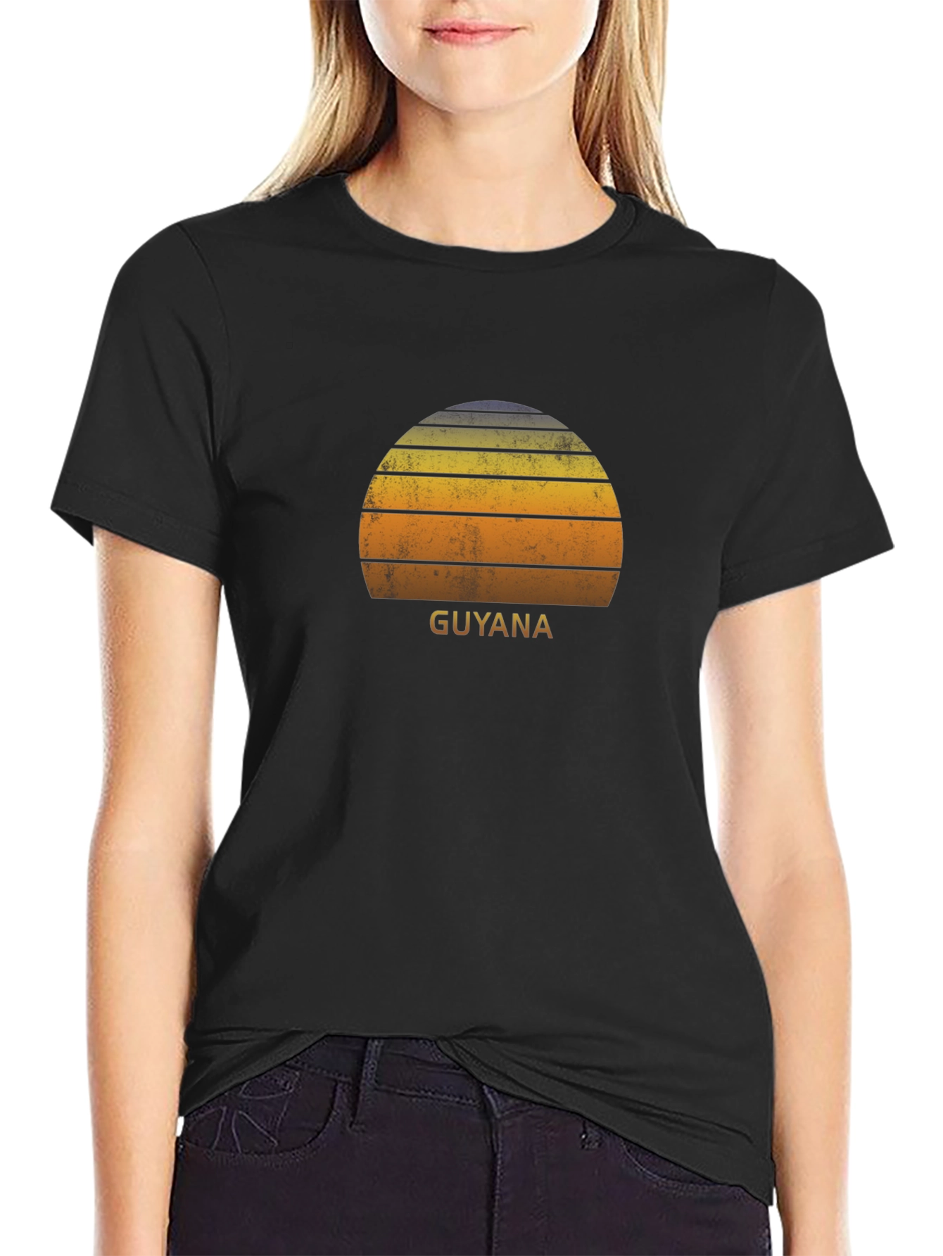 Guyana Sunset Graphic Tee - Retro Style