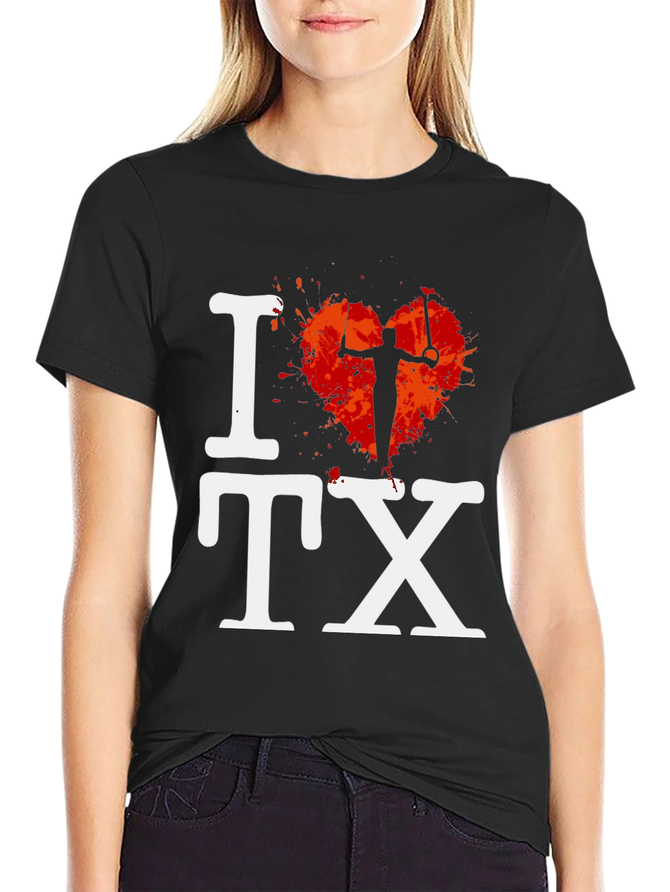 I Love TX Gymnast Tee - Black