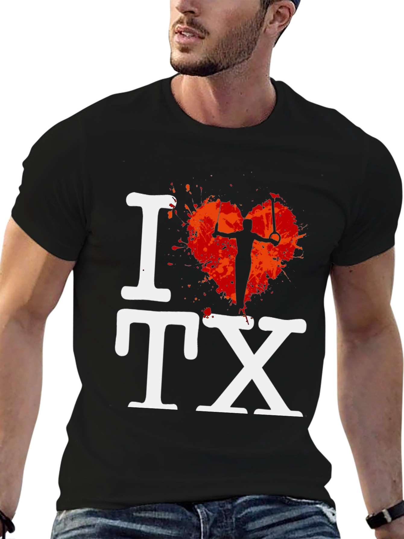 I Love TX Gymnast Tee - Black