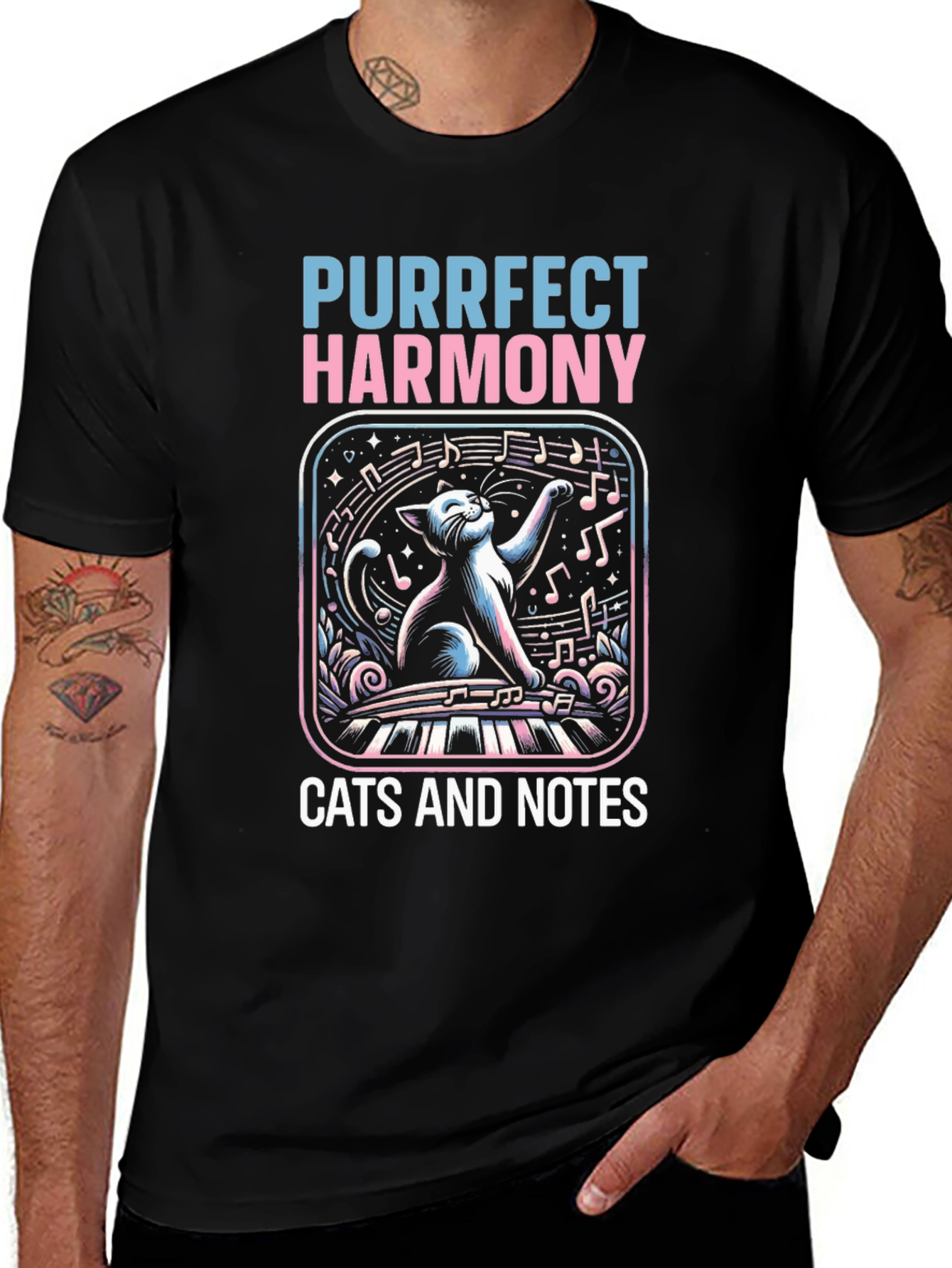 Purrfect Harmony Cat Piano Music T-Shirt