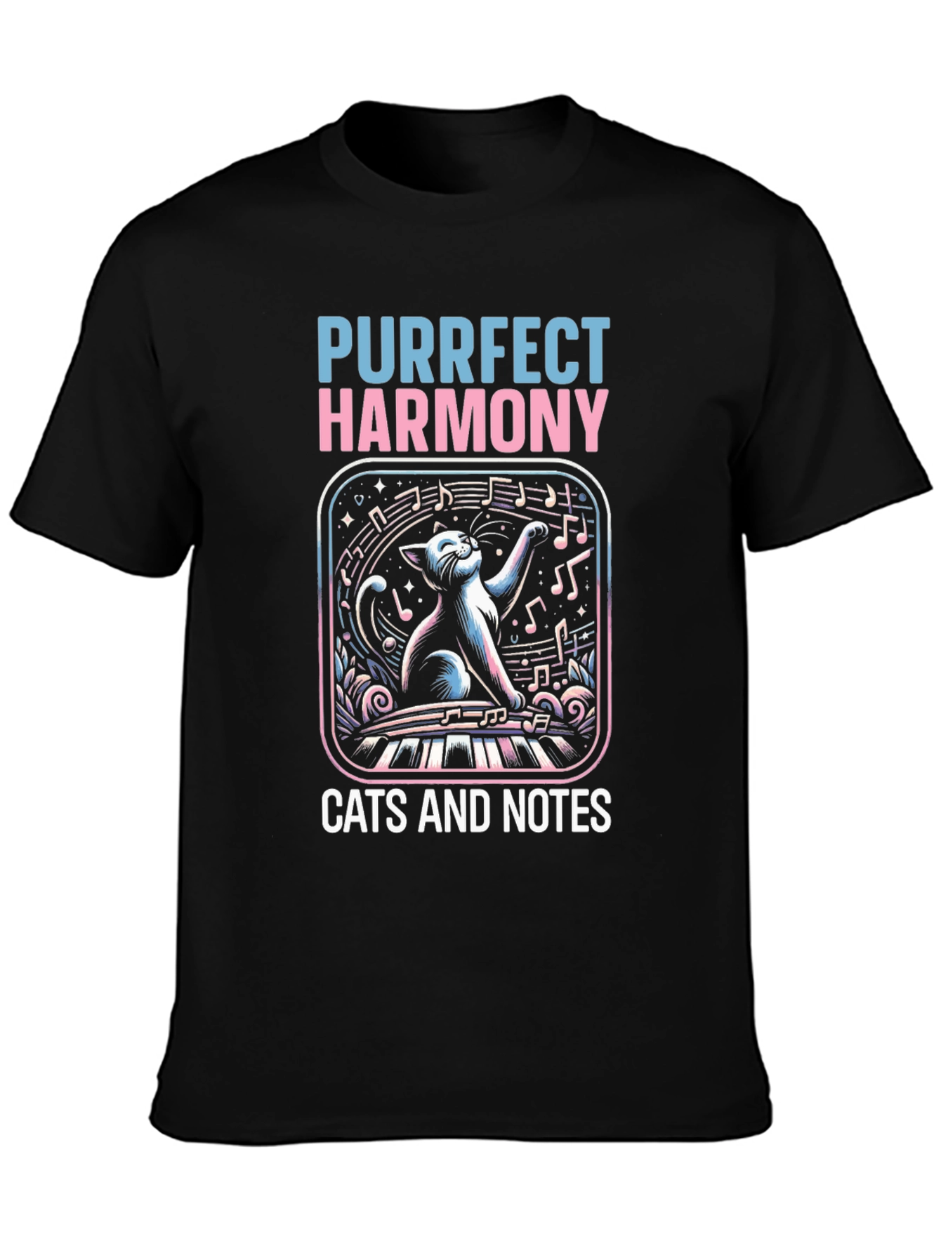 Purrfect Harmony Cat Piano Music T-Shirt