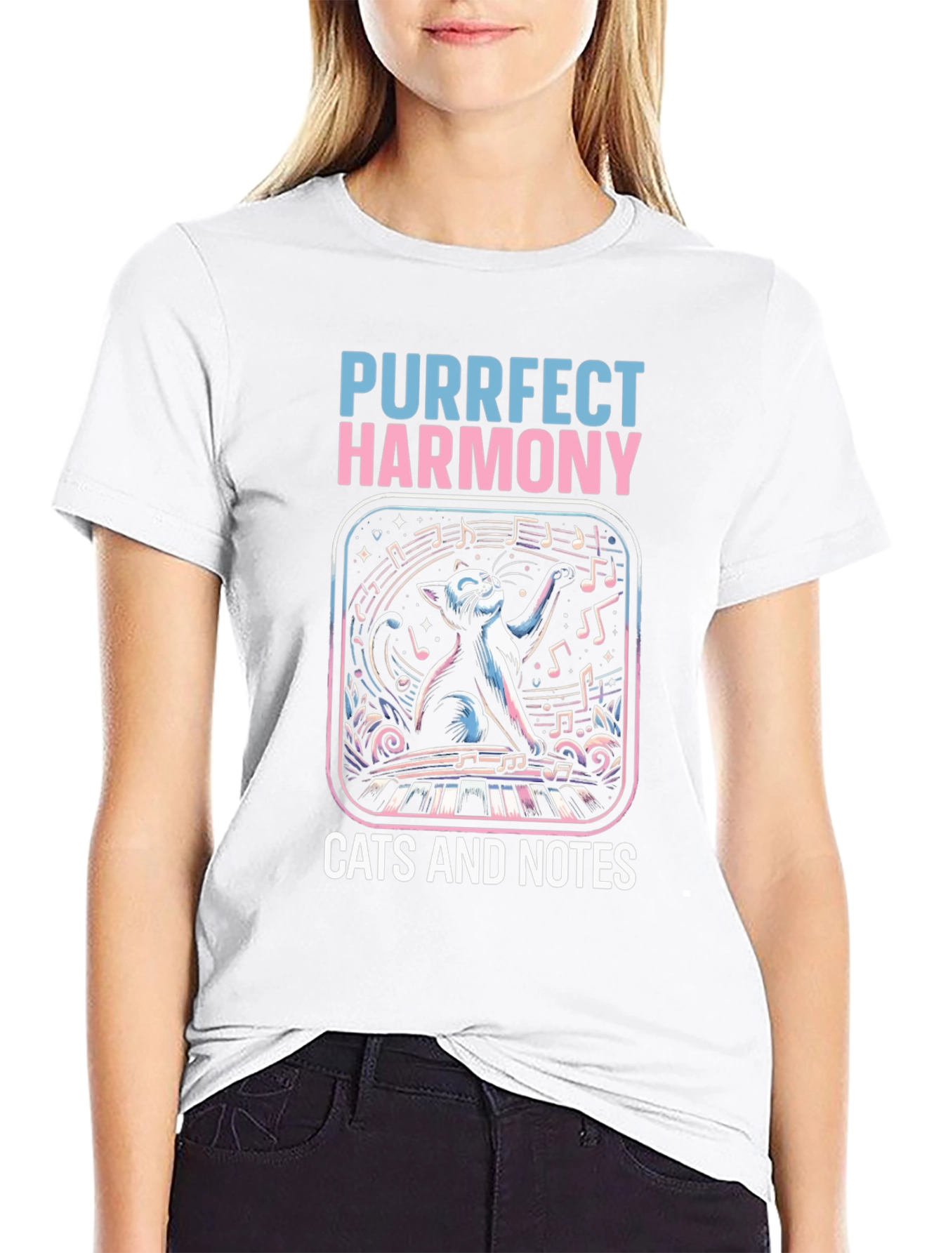 Purrfect Harmony Cat Piano Music T-Shirt