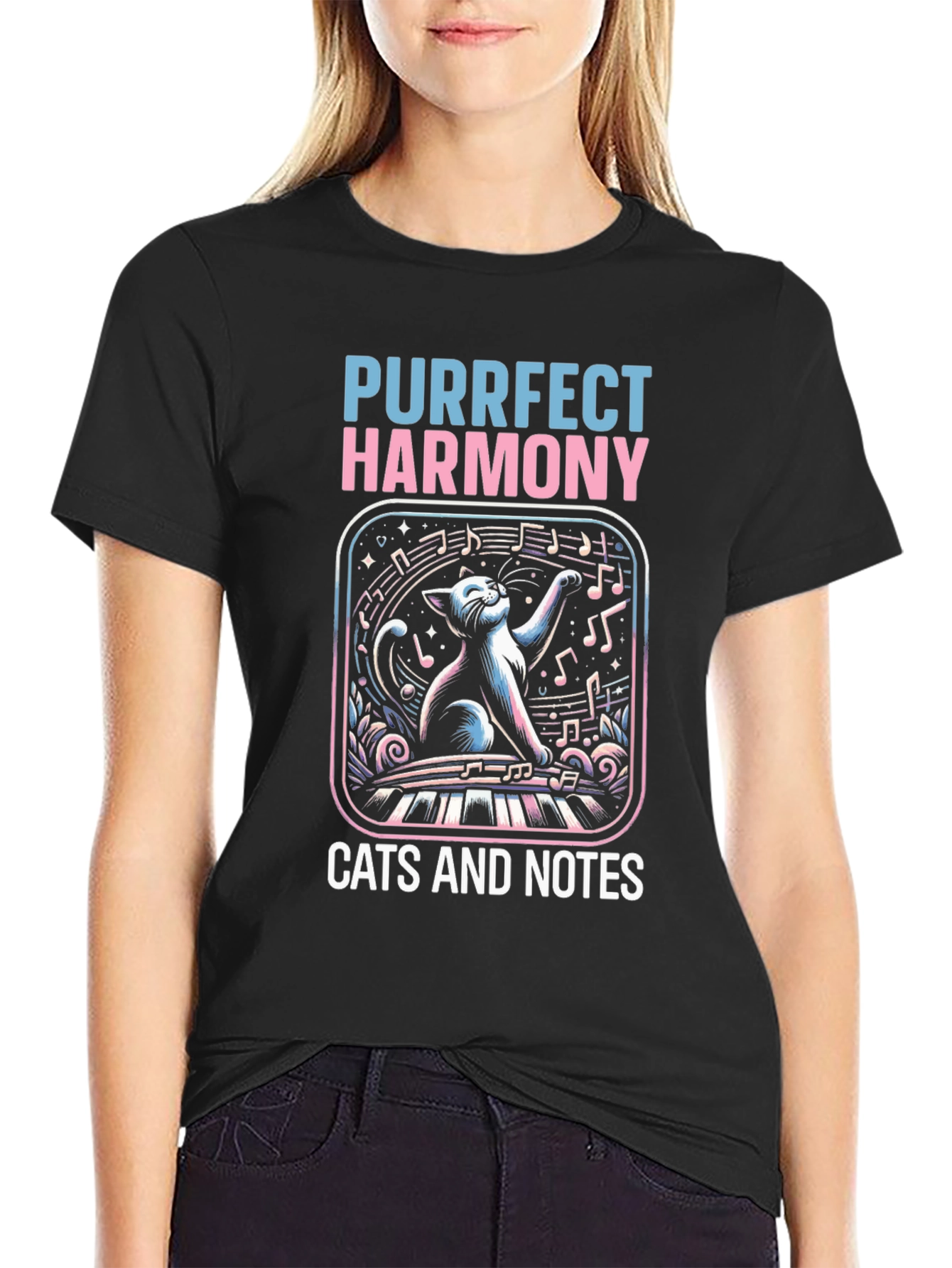 Purrfect Harmony Cat Piano Music T-Shirt
