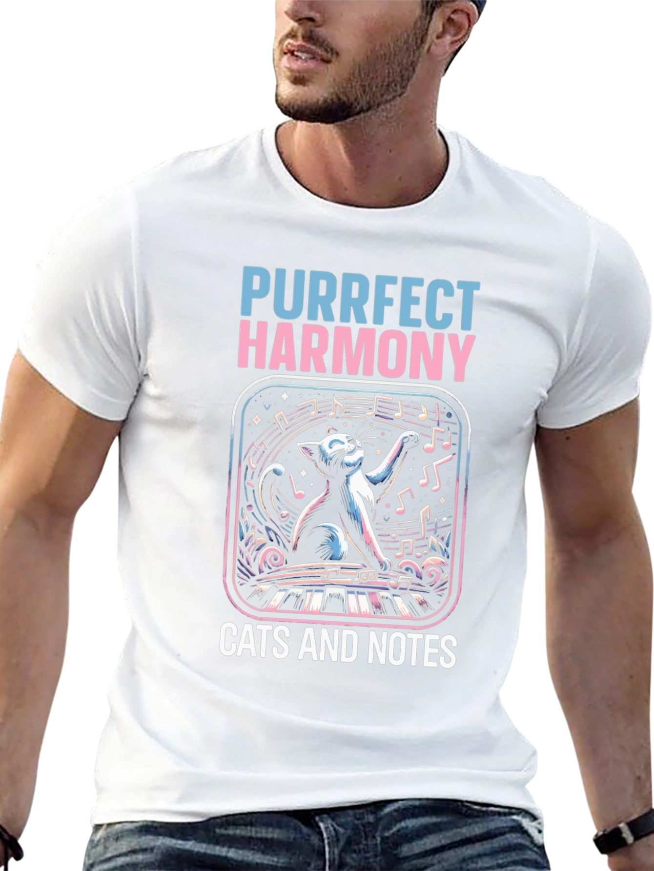 Purrfect Harmony Cat Piano Music T-Shirt