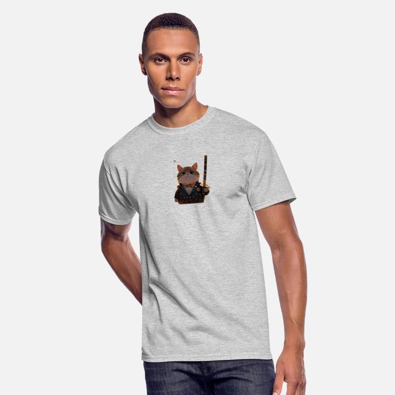Elegant Cat Samurai with Sword and Quote