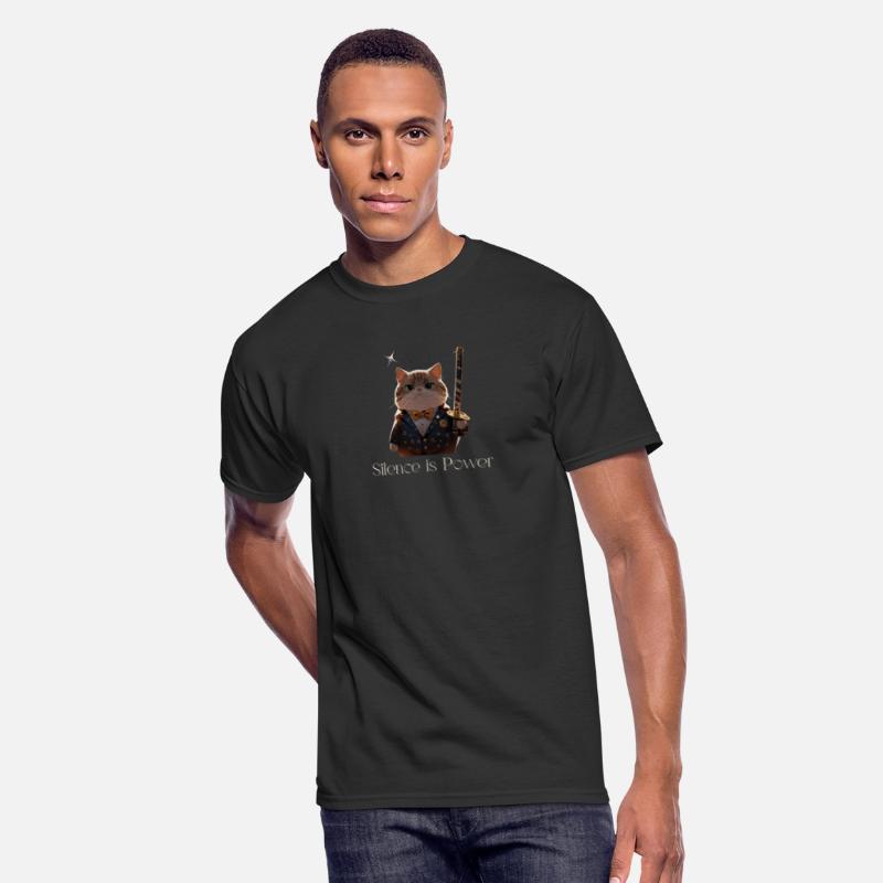 Elegant Cat Samurai with Sword and Quote