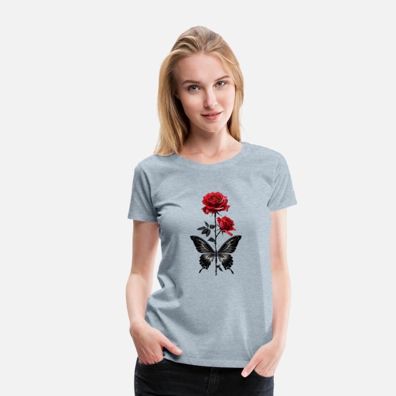 Elegant Red Roses with Black Butterfly