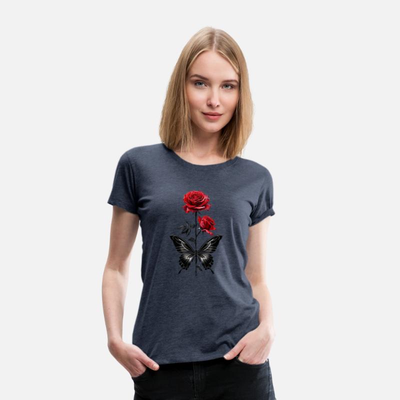 Elegant Red Roses with Black Butterfly