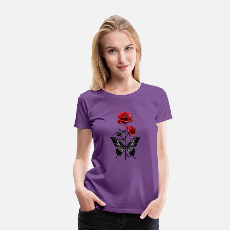 Elegant Red Roses with Black Butterfly