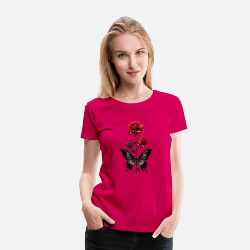 Elegant Red Roses with Black Butterfly
