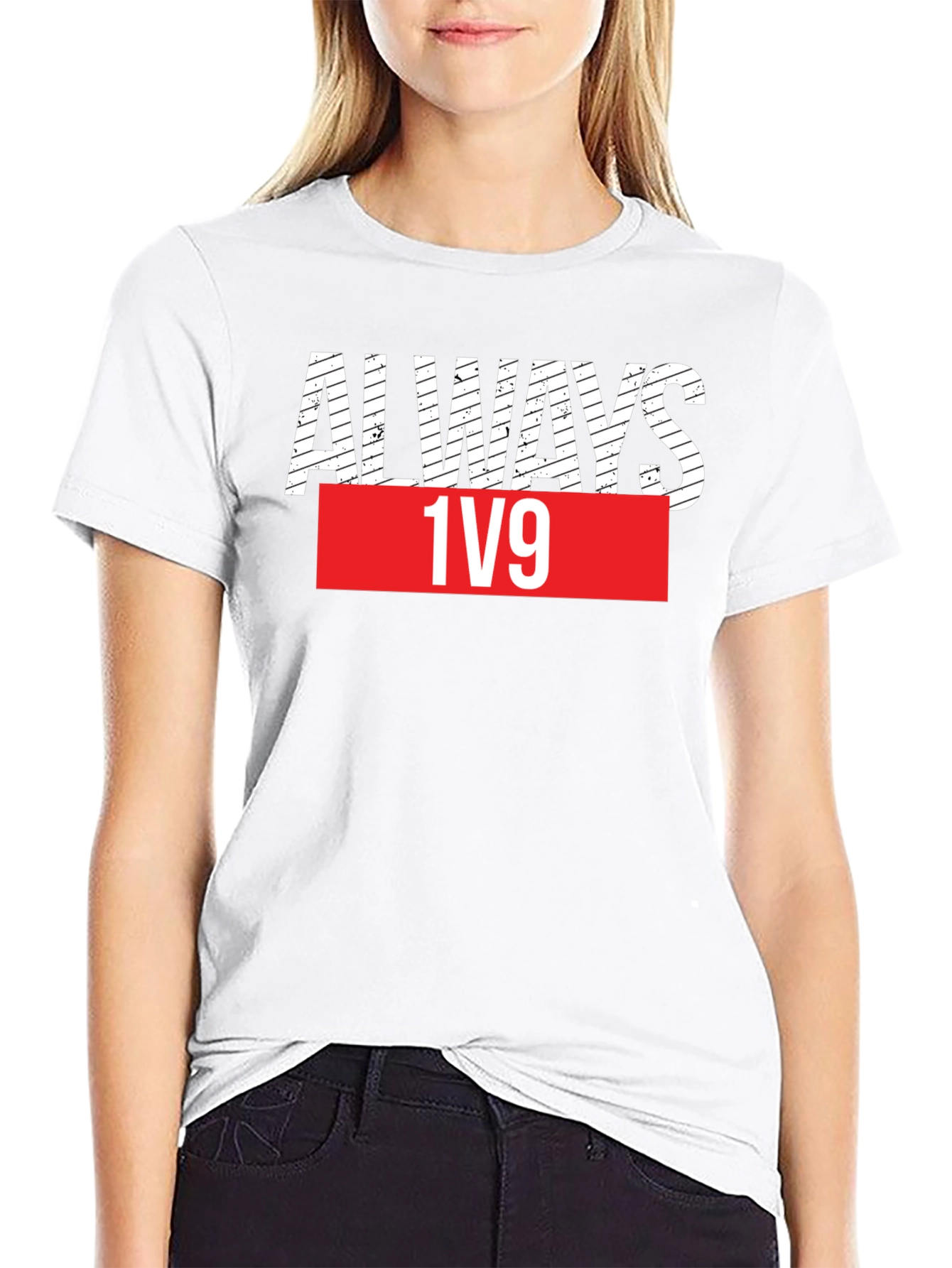 Always 1v9 Graphic Tee - Black Cotton T-Shirt