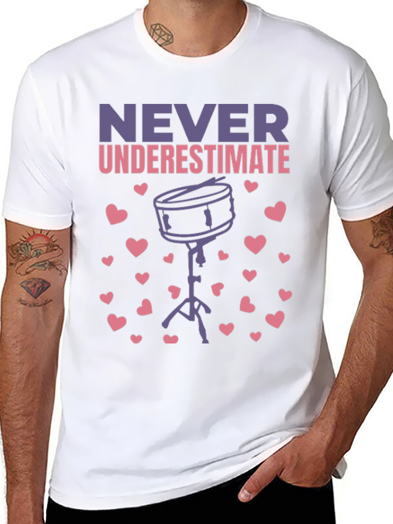 Never Underestimate Drummer Heart T-Shirt