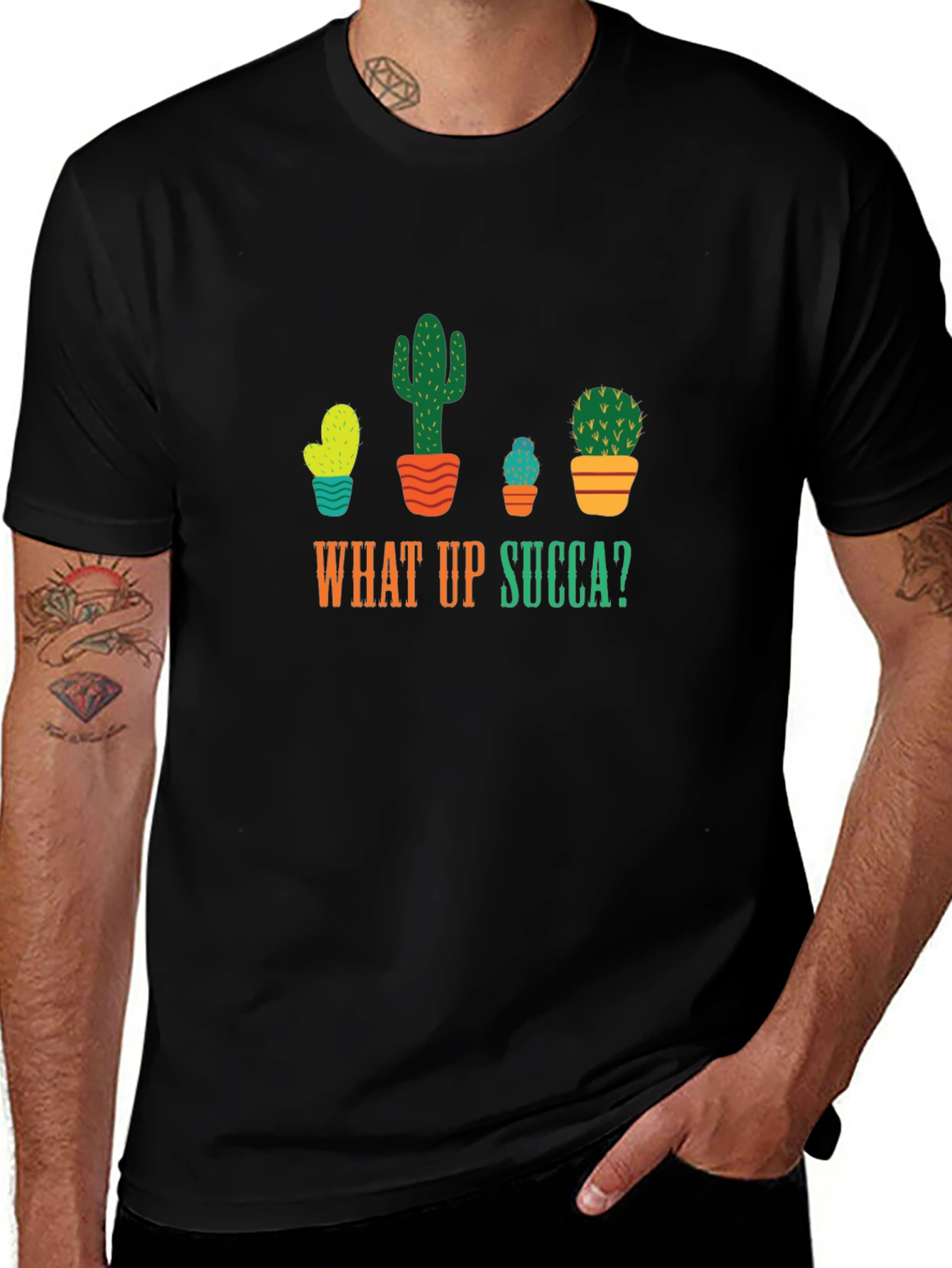 What Up Succa T-Shirt - Funny Cactus Graphic Tee