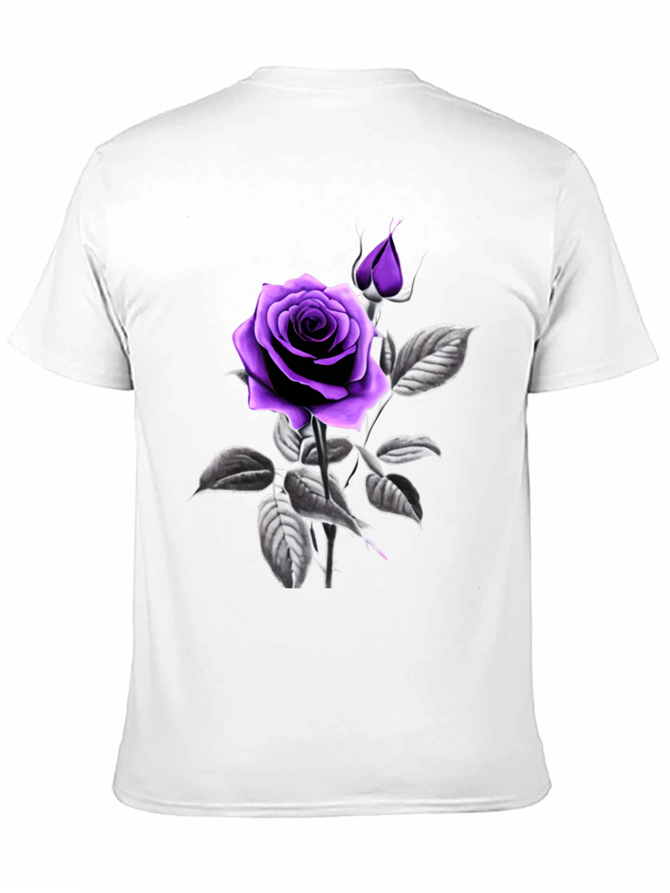 Purple Rose Graphic Black T-Shirt