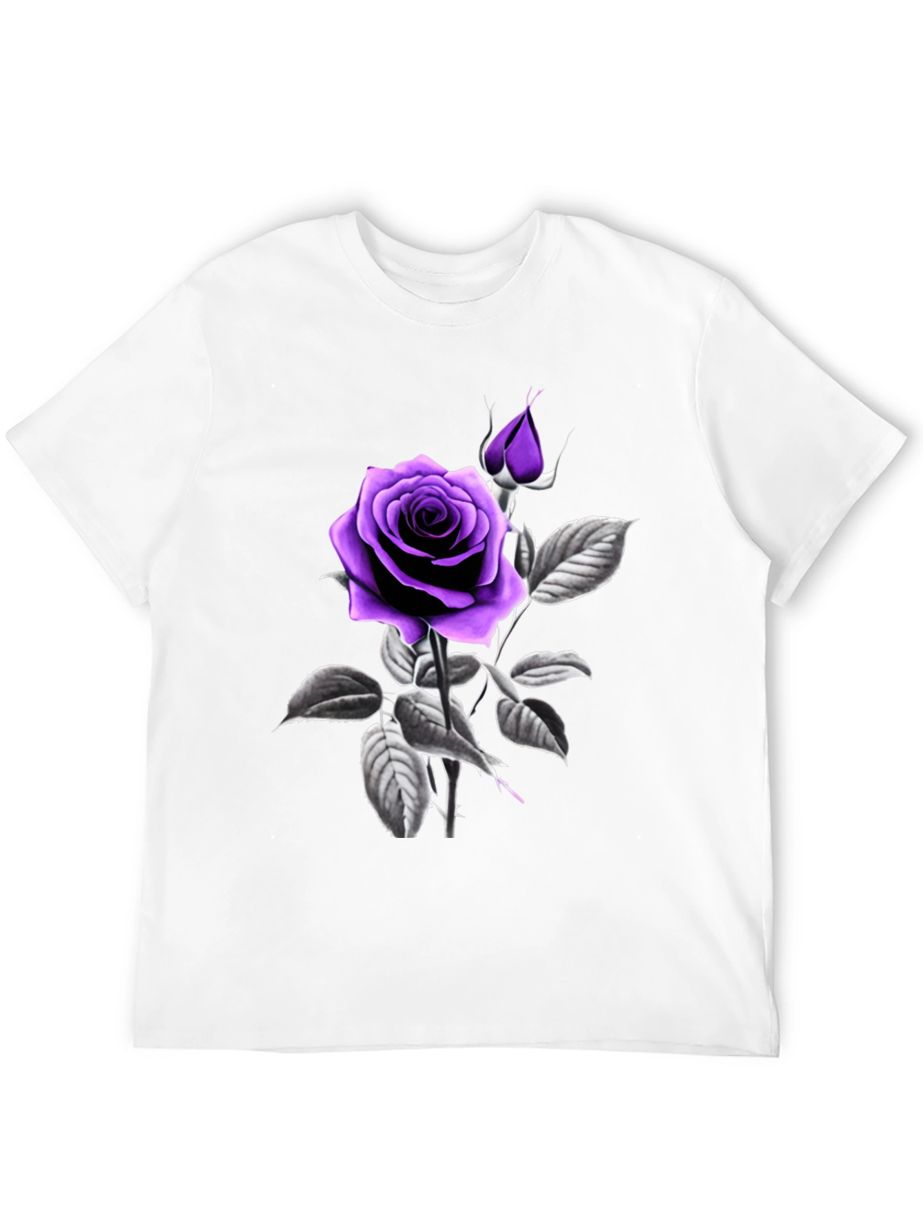 Purple Rose Graphic Black T-Shirt
