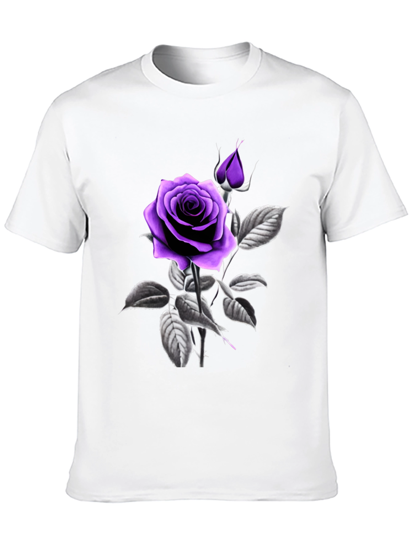 Purple Rose Graphic Black T-Shirt