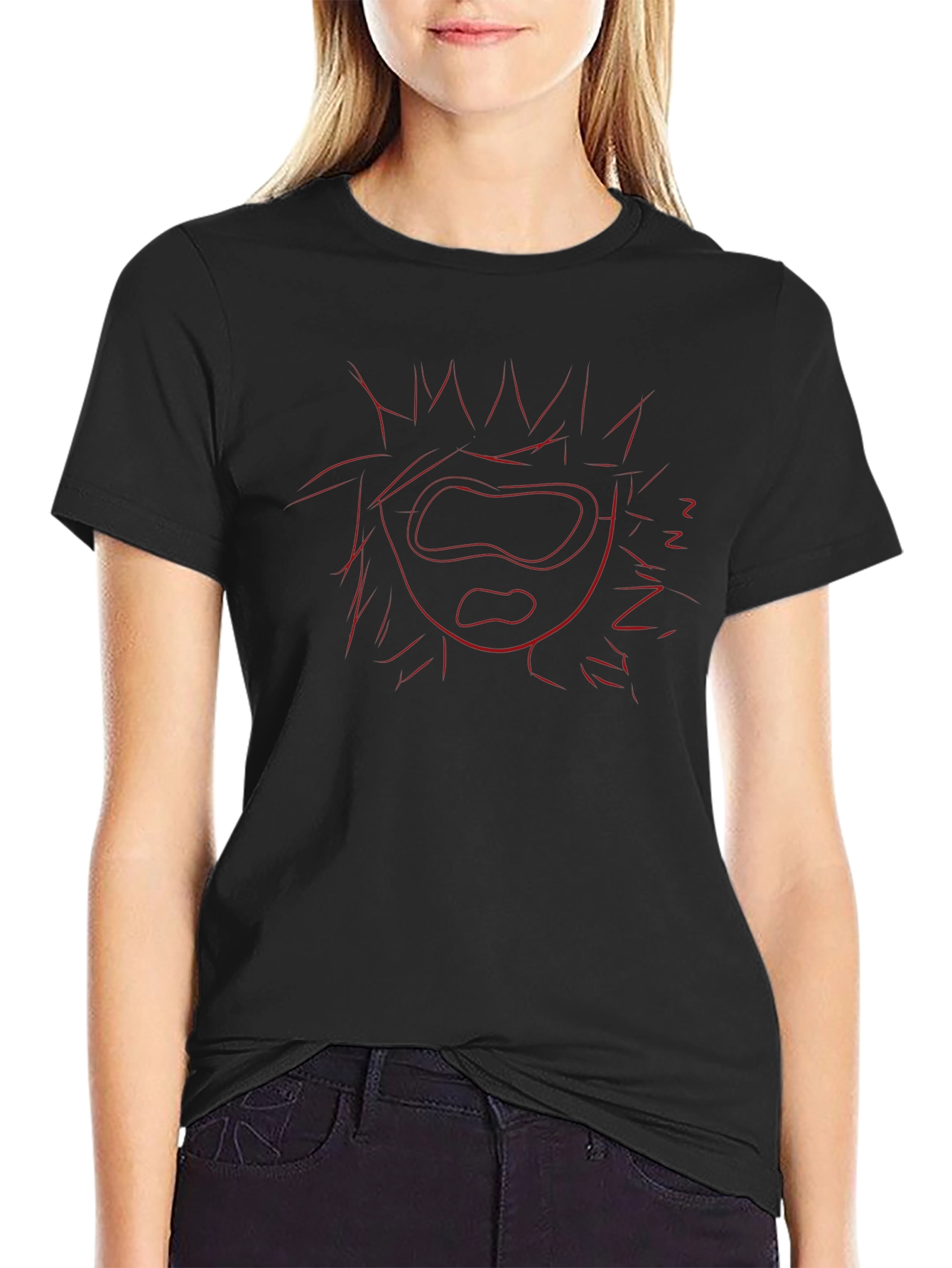 Sleepy Face Graphic Tee - Black