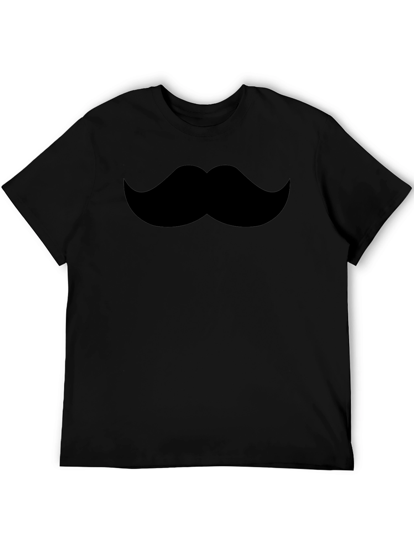 Mustache Graphic Tee - Black Crew Neck T-Shirt
