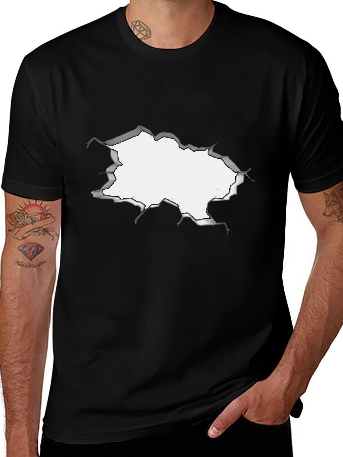 Torn Black Tee - Underneath!