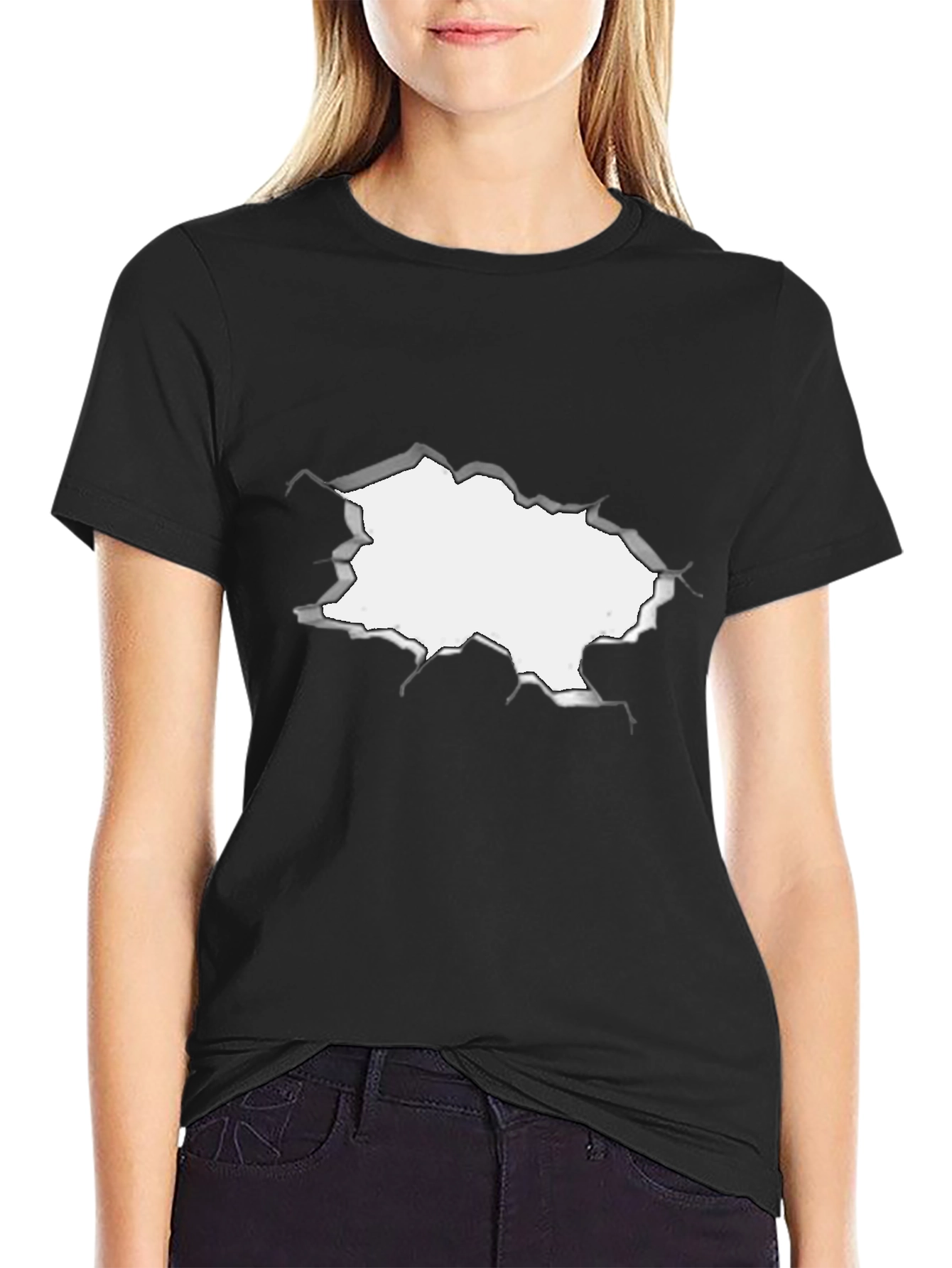 Torn Black Tee - Underneath!