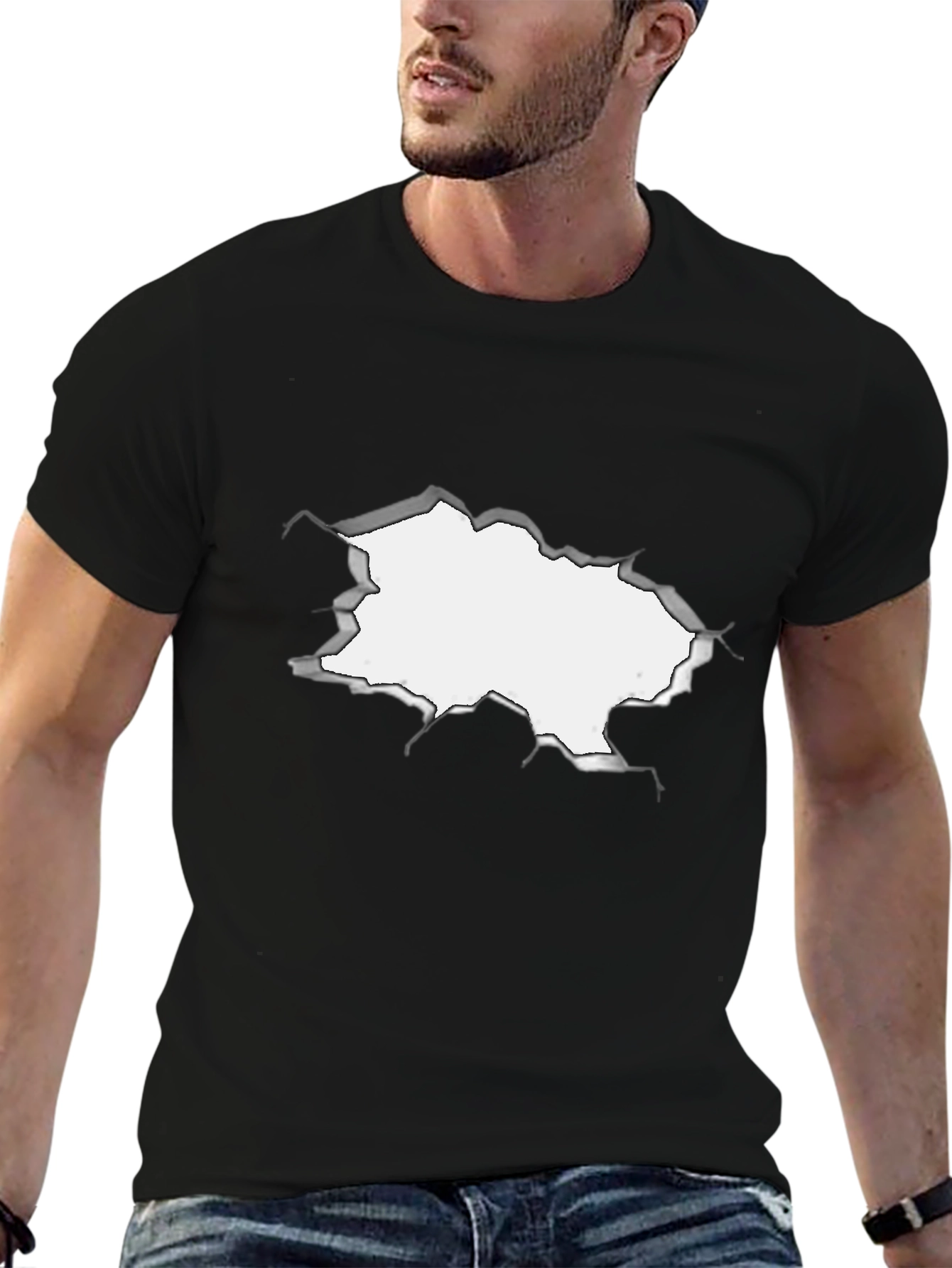 Torn Black Tee - Underneath!