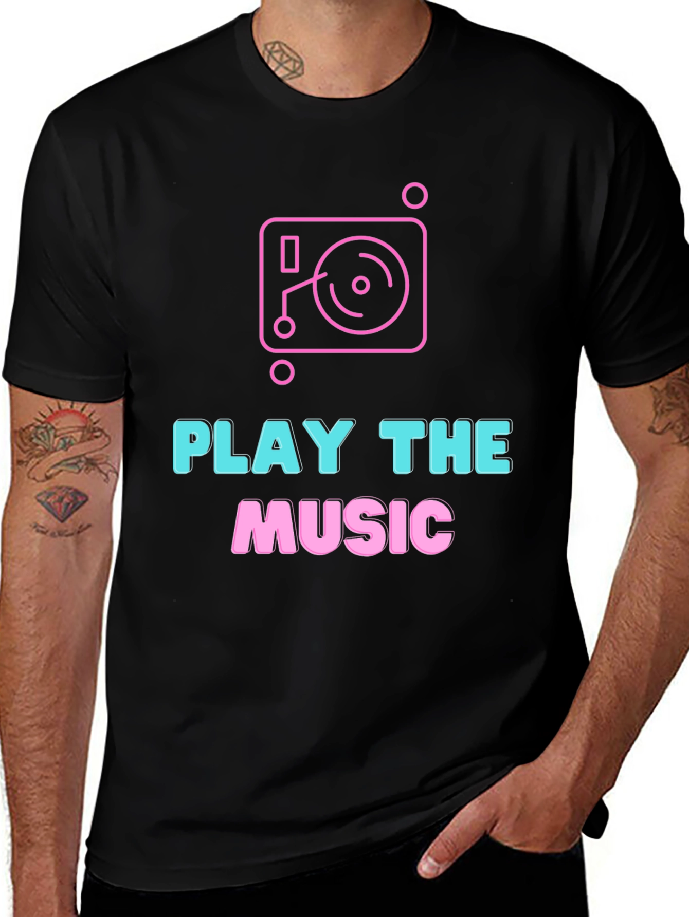 Play the Music Graphic Tee - Black Cotton T-Shirt