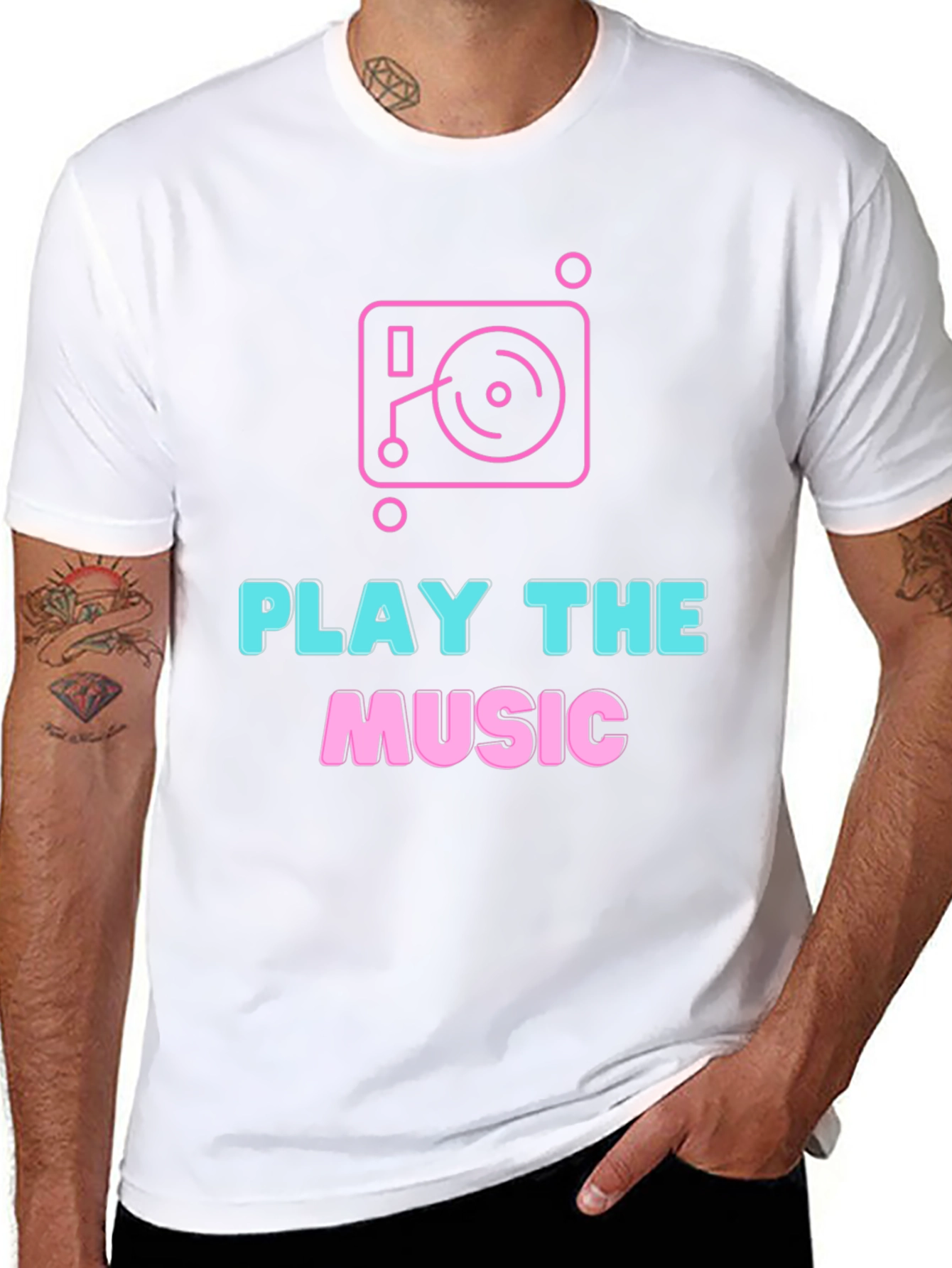 Play the Music Graphic Tee - Black Cotton T-Shirt