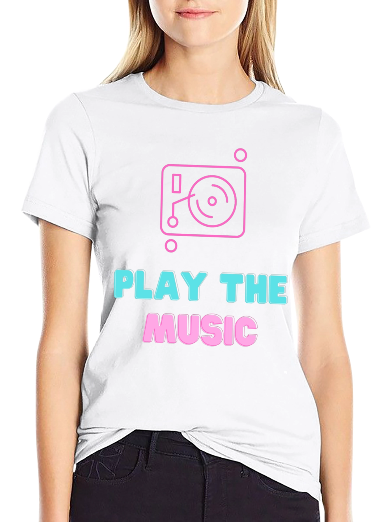 Play the Music Graphic Tee - Black Cotton T-Shirt