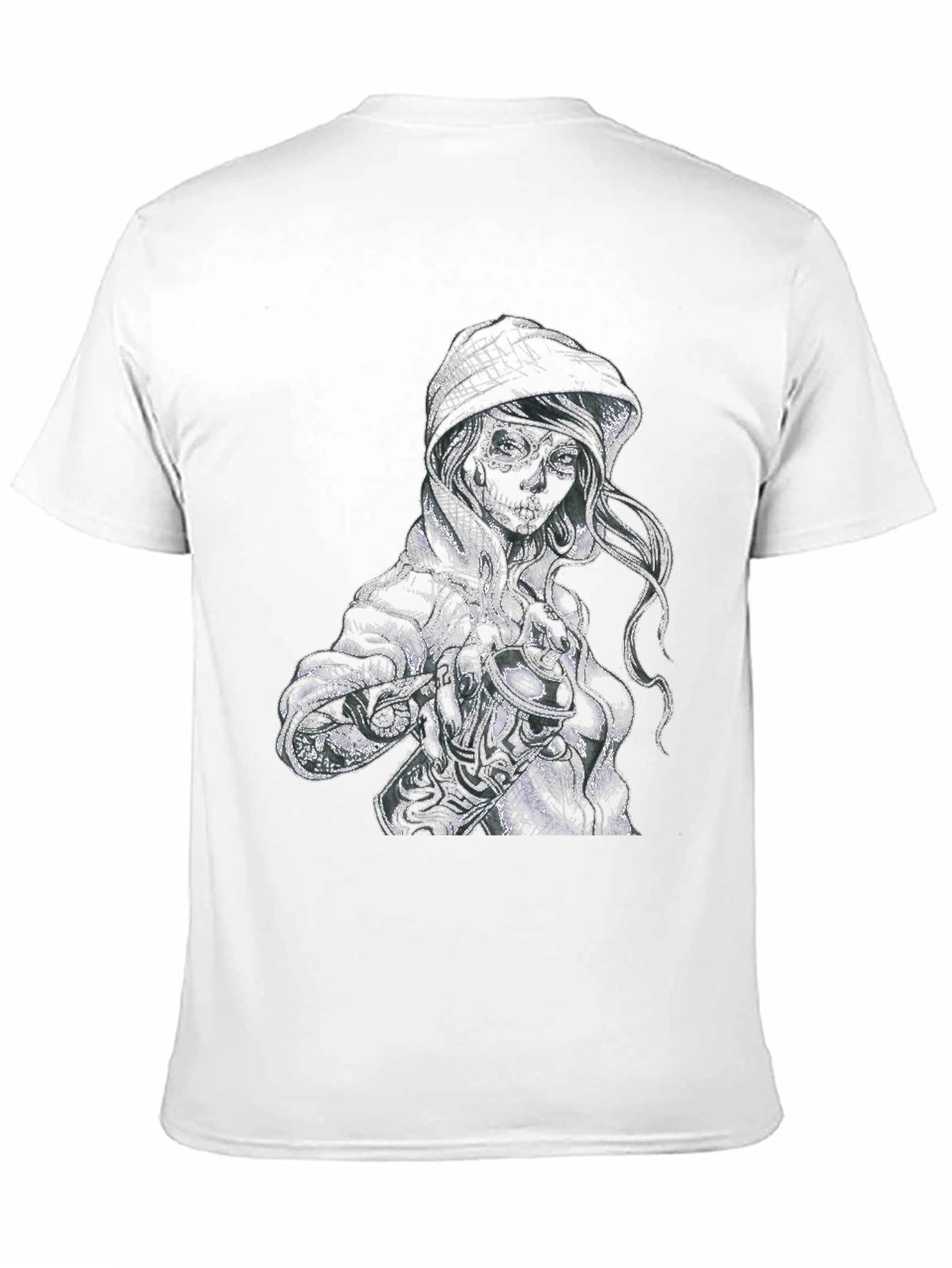Sugar Skull Girl Graphic Print Black T-Shirt