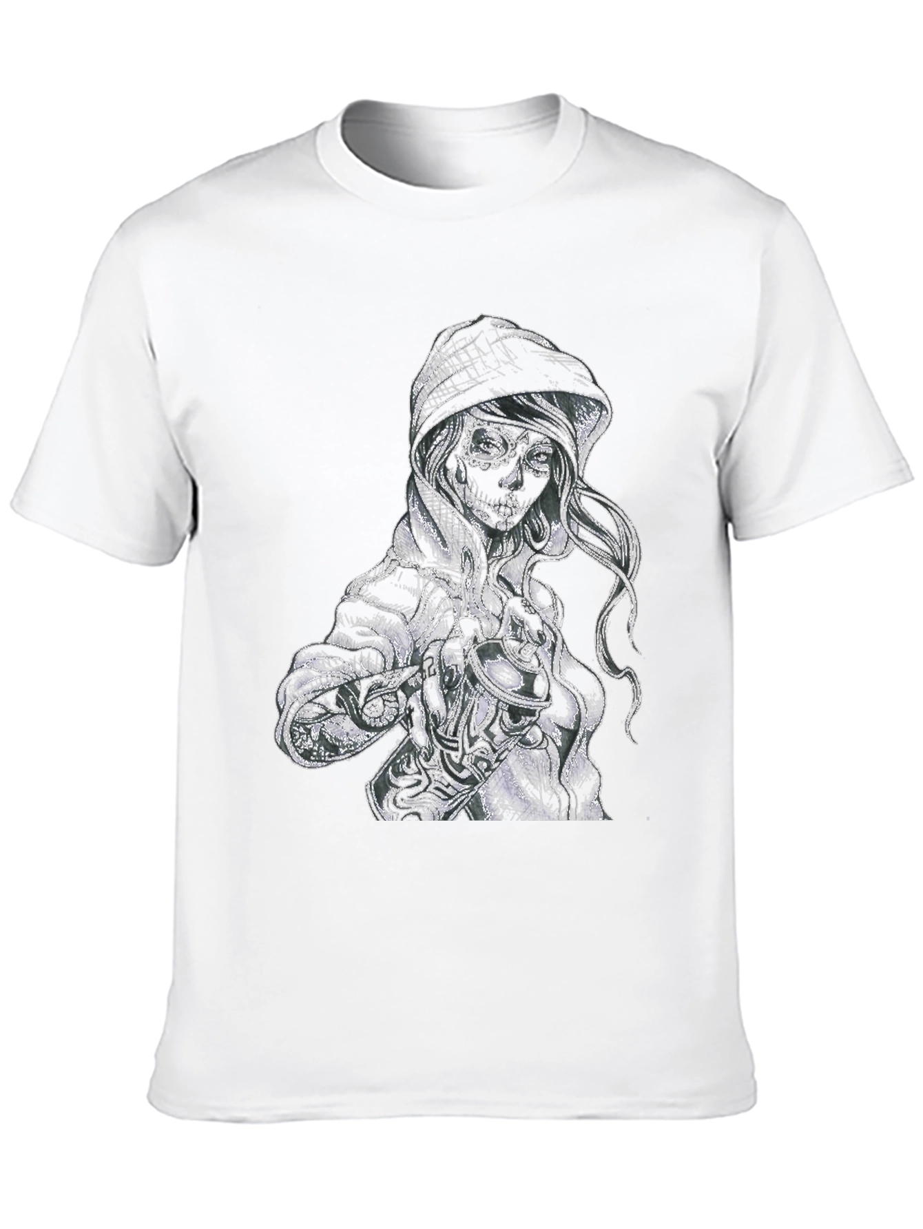 Sugar Skull Girl Graphic Print Black T-Shirt