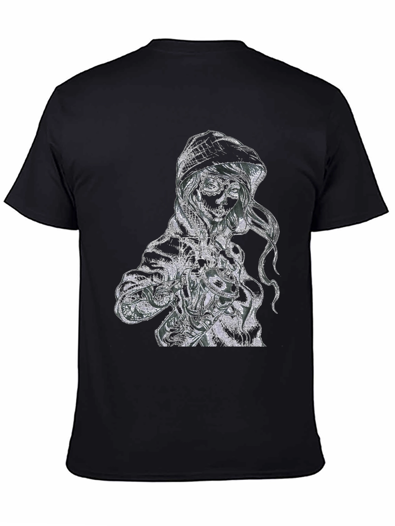 Sugar Skull Girl Graphic Print Black T-Shirt